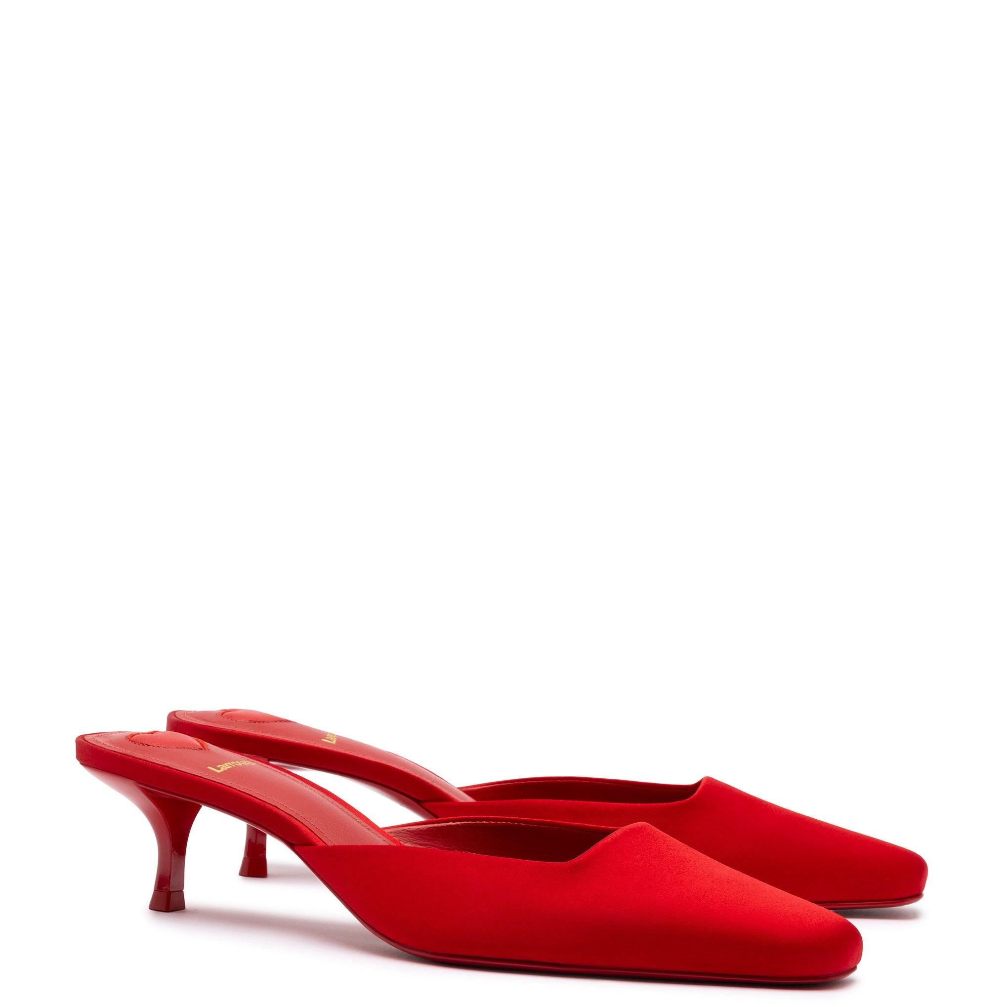 Amal Mule In Cherry Satin - Primm's