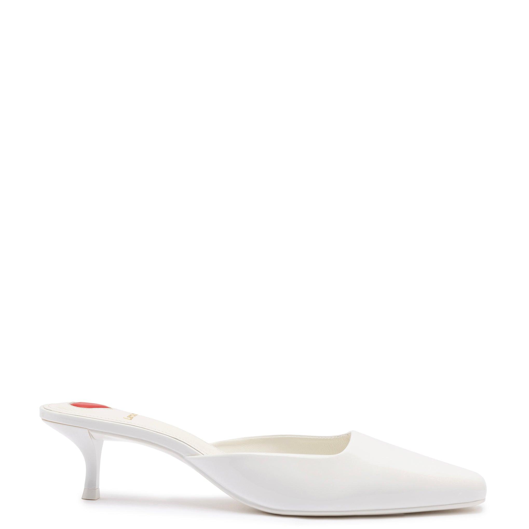 Amal Mule In White Patent Leather - Primm's