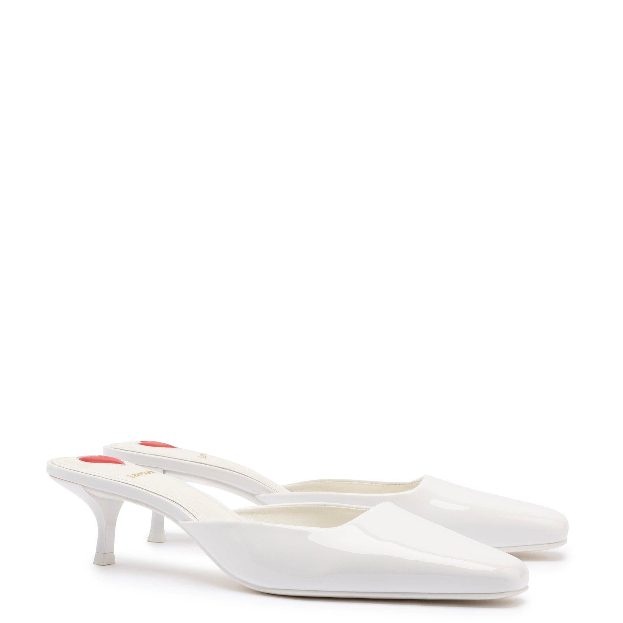 Amal Mule In White Patent Leather - Primm's