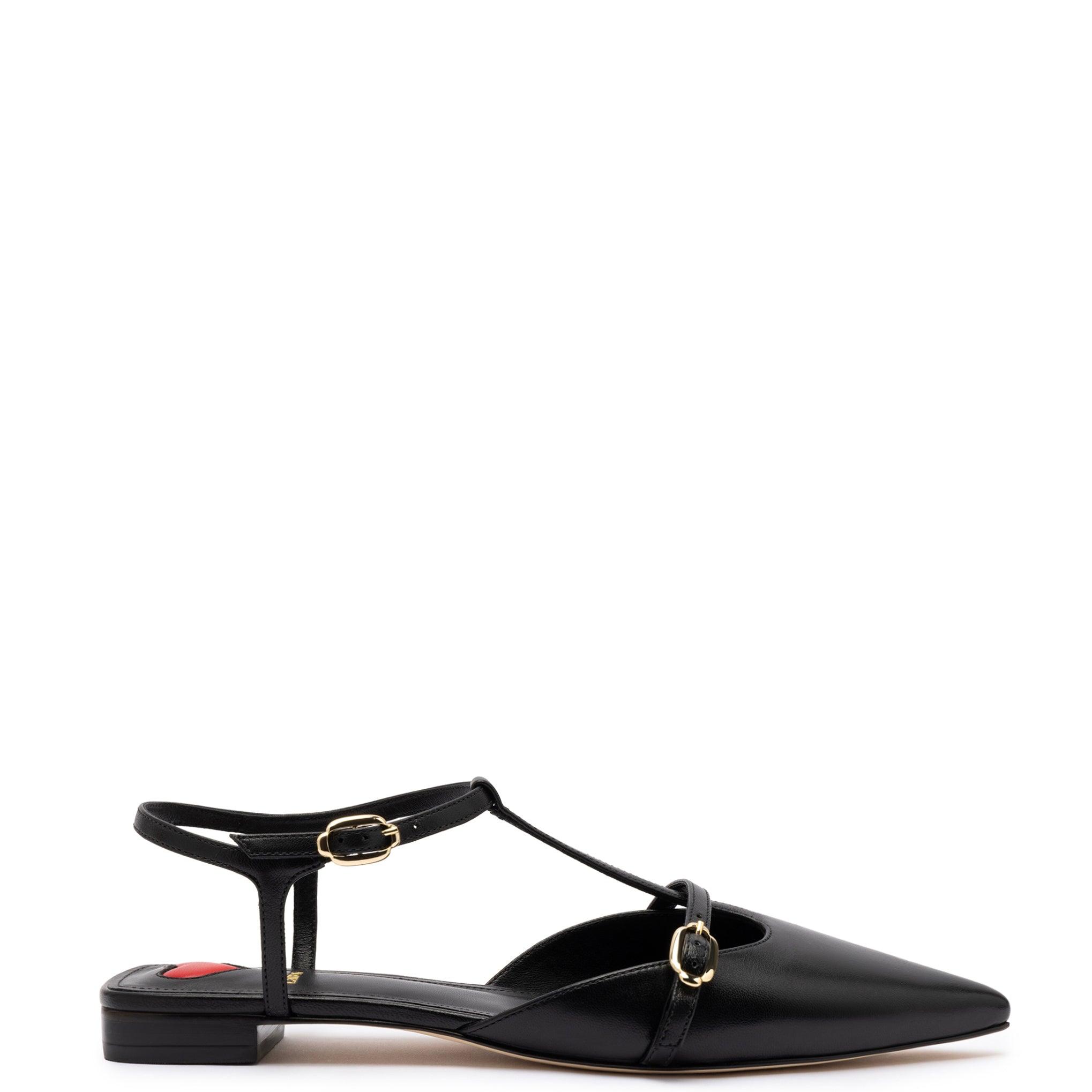 Grace Flat In Black Leather - Primm's