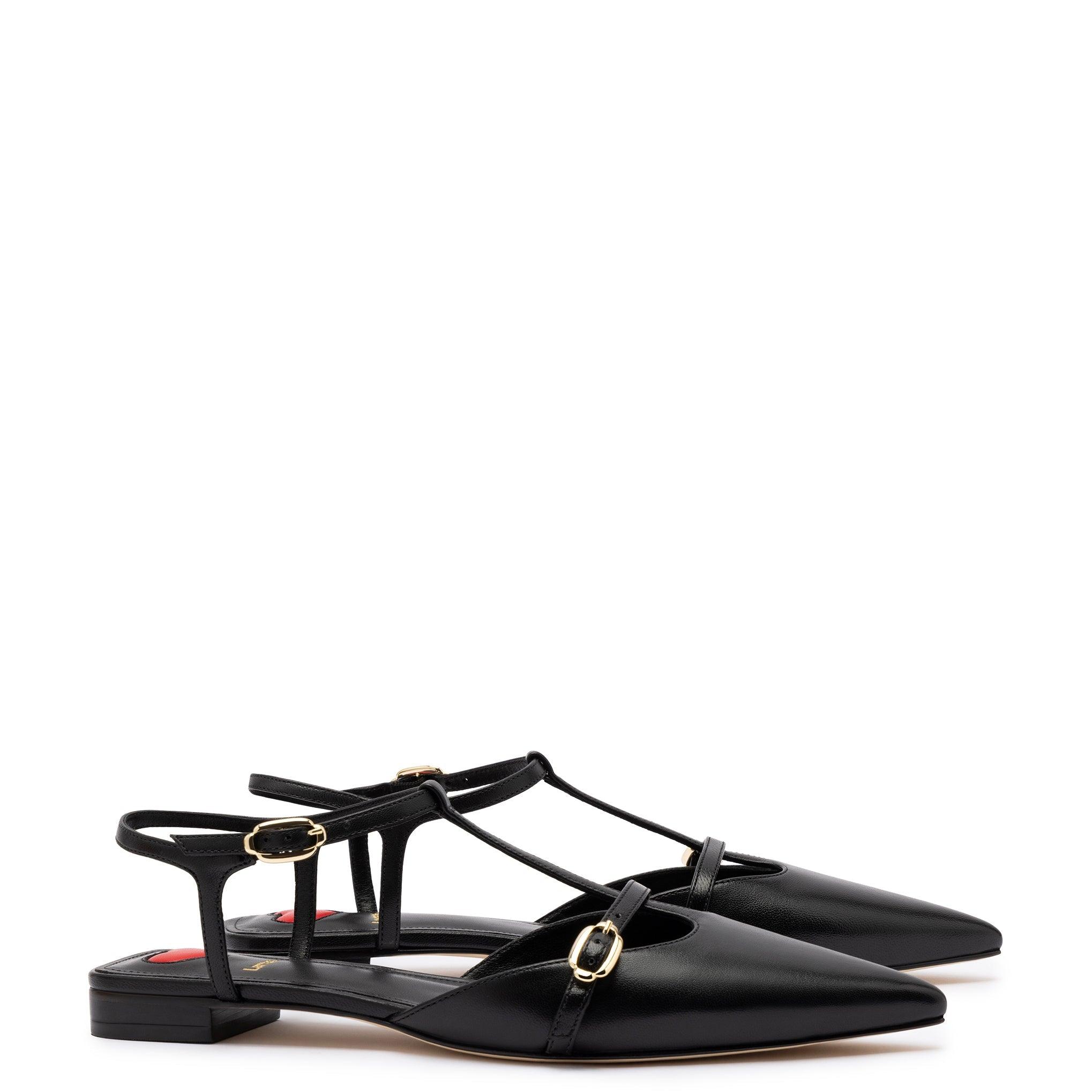 Grace Flat In Black Leather - Primm's