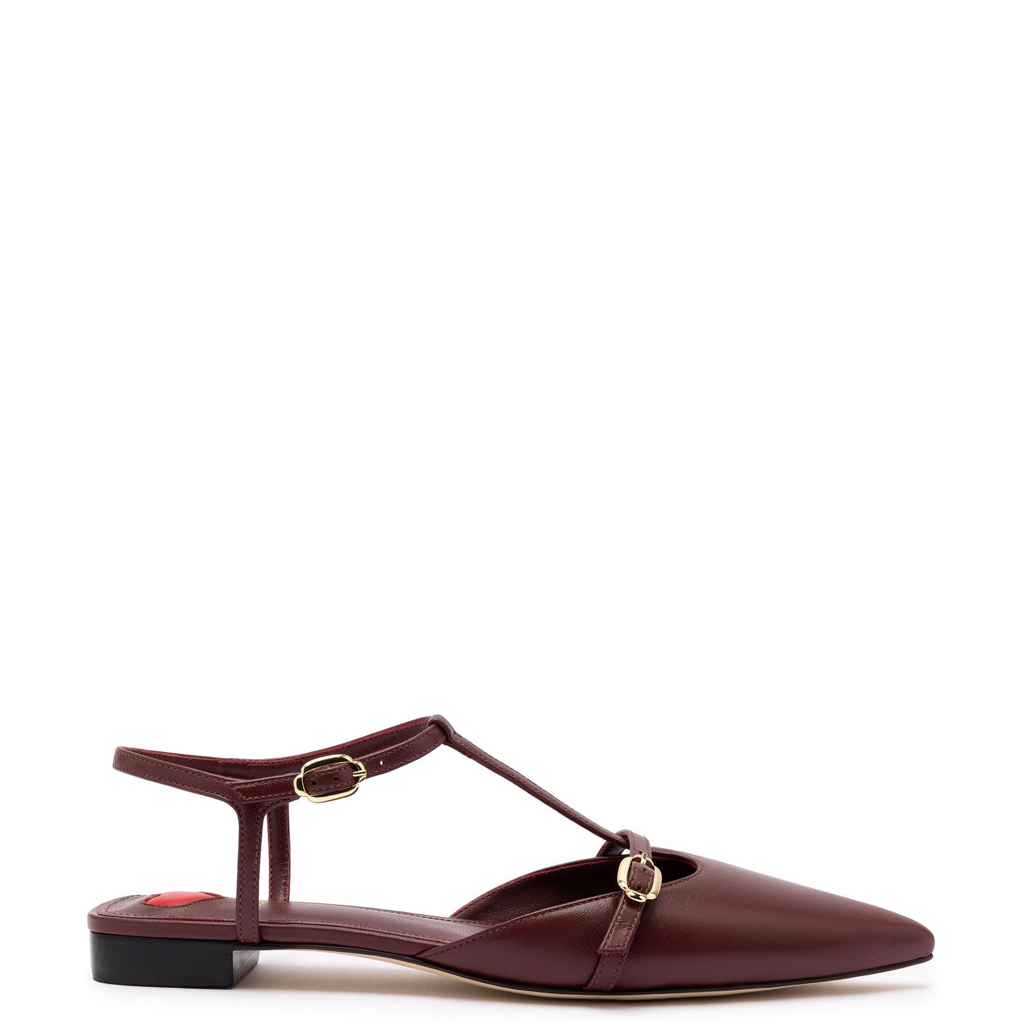 Grace Flat In Burgundy Leather - Primm's