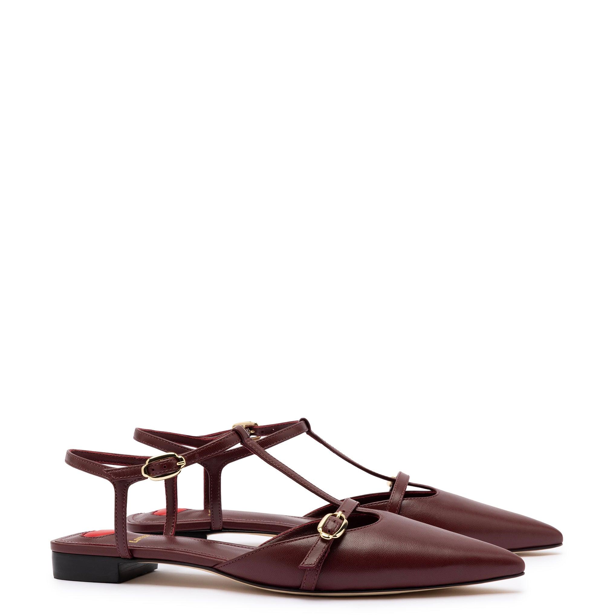 Grace Flat In Burgundy Leather - Primm's