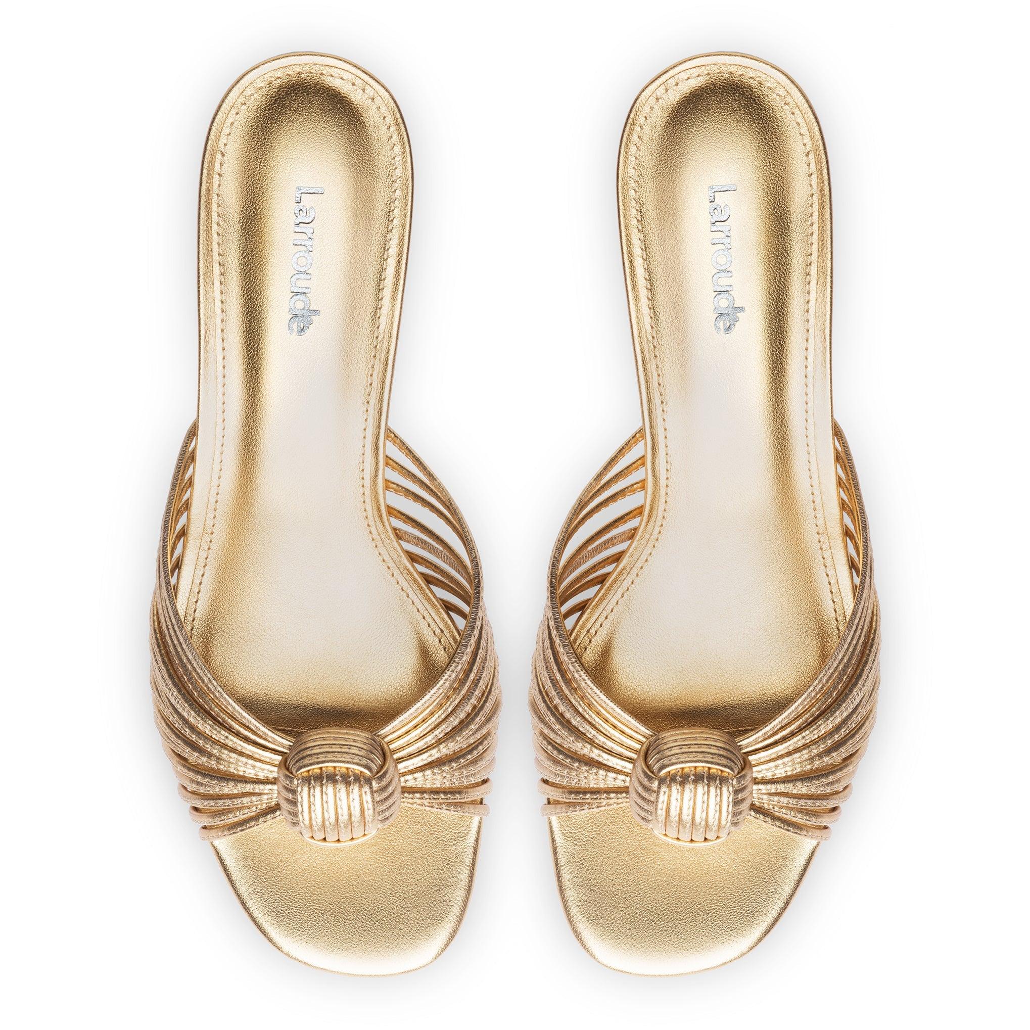 Valerie Mule In Gold Metallic Leather - Primm's