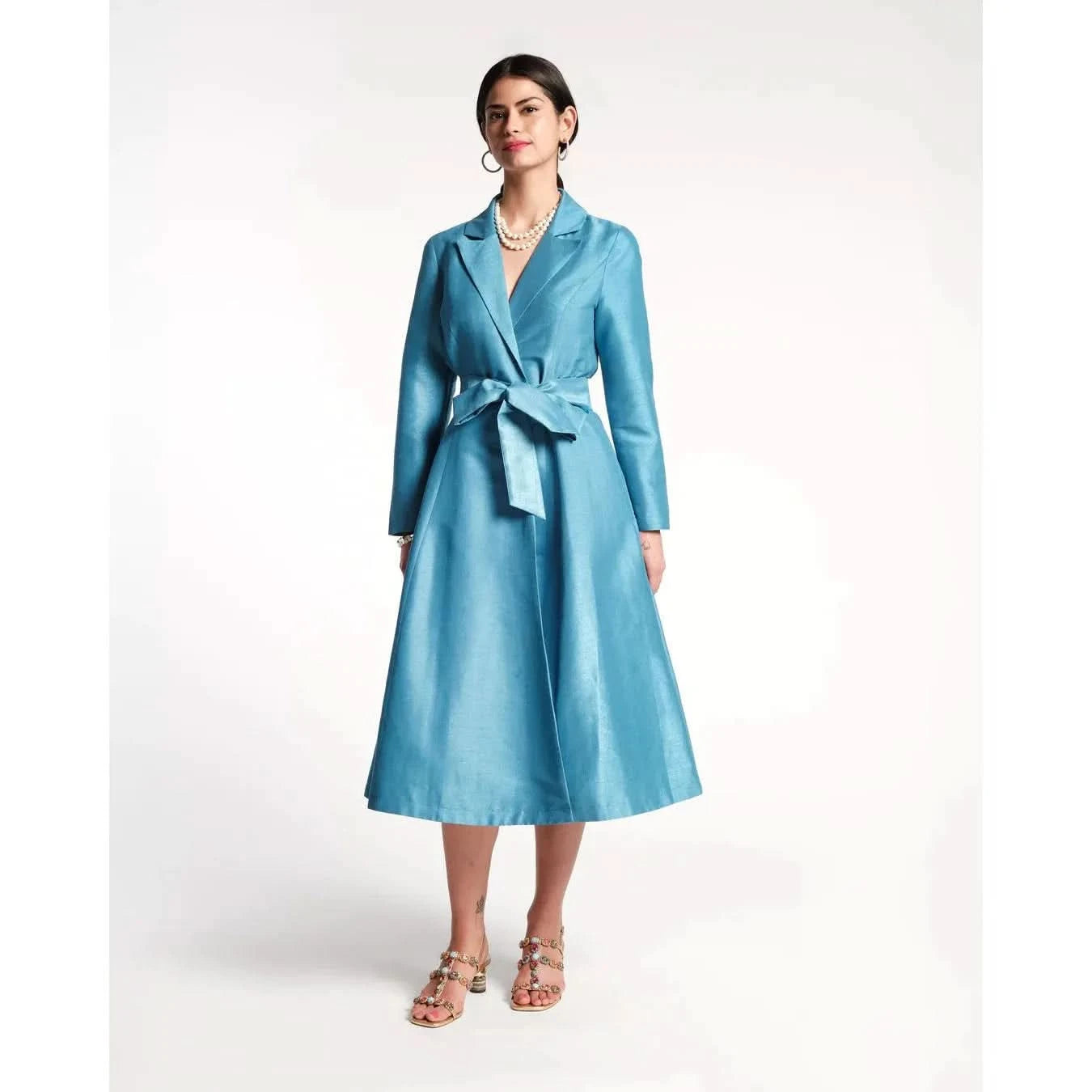 Blue Wrap Dress | Wrap Dupion Dress | Primm's