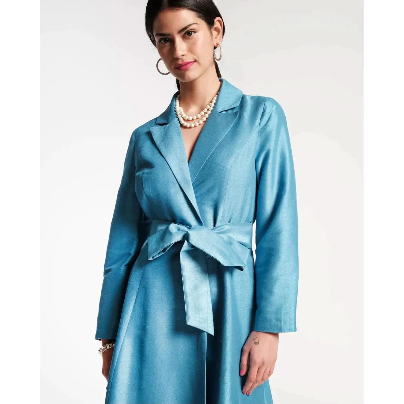 Blue Wrap Dress | Wrap Dupion Dress | Primm's