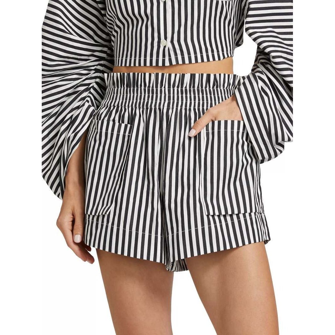 Hevron Mira Short in Poplin Black and White