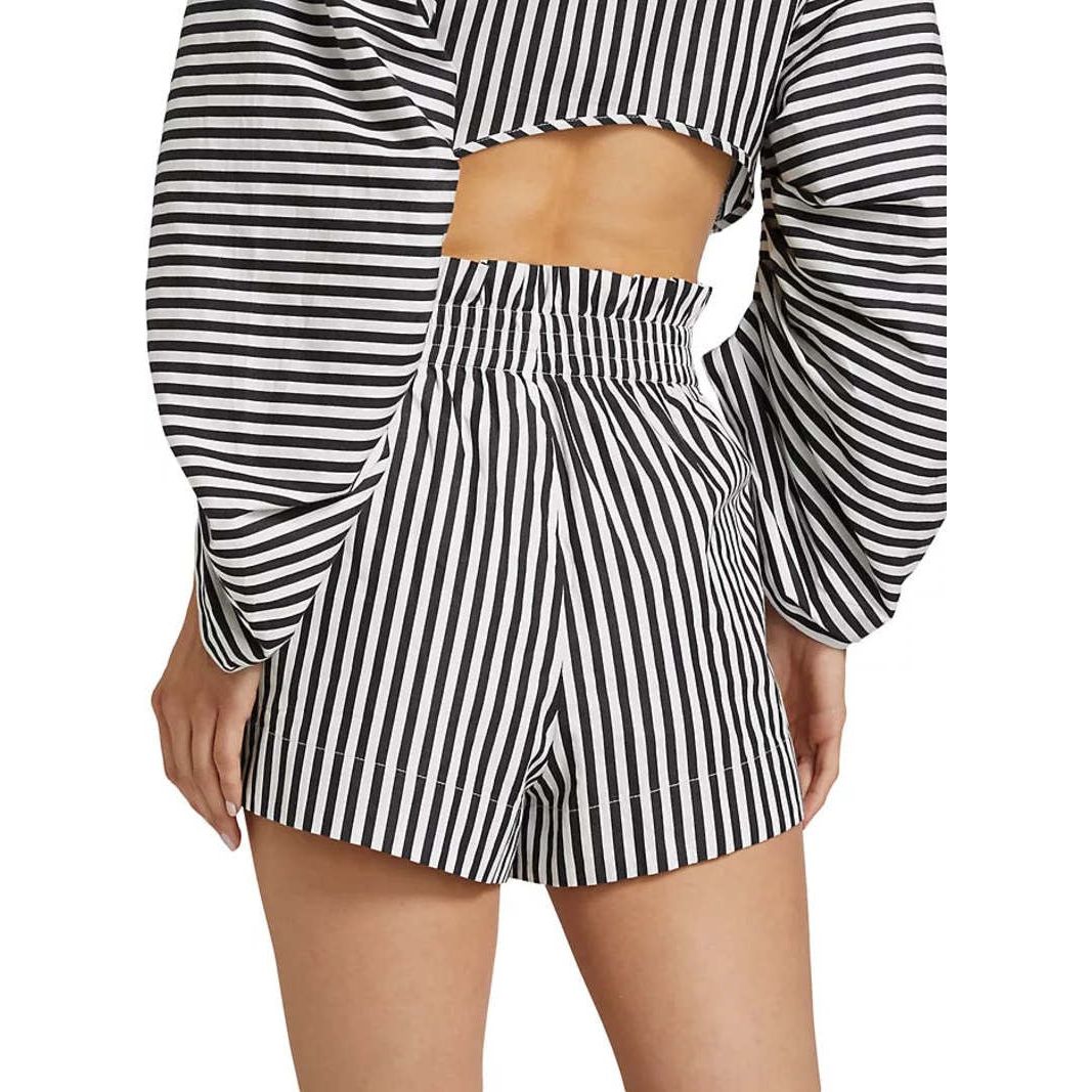 Hevron Mira Short in Poplin Black and White