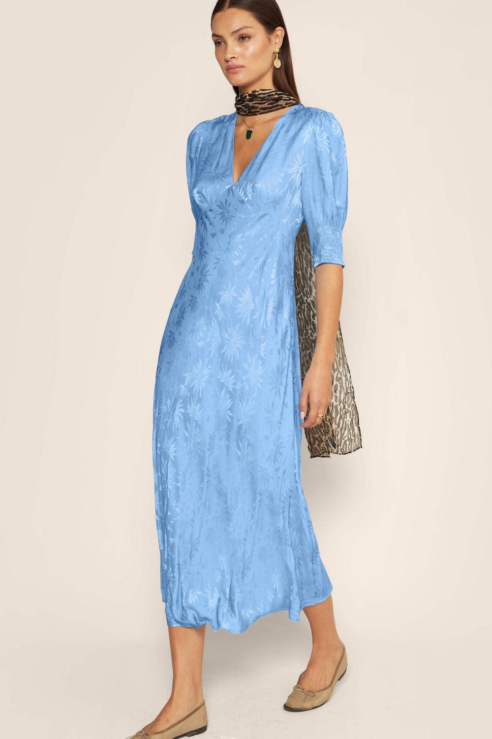 Rixo Zadie Dress Daisy Jacquard Blue - Primm's