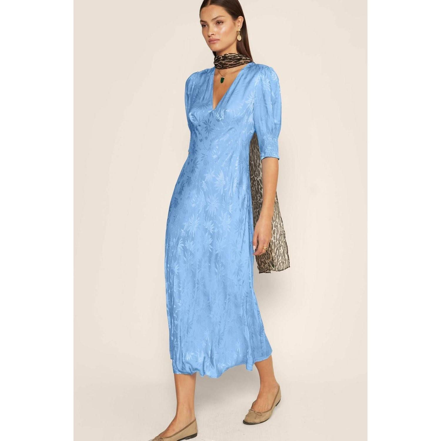 Rixo Zadie Dress Daisy Jacquard Blue - Primm's