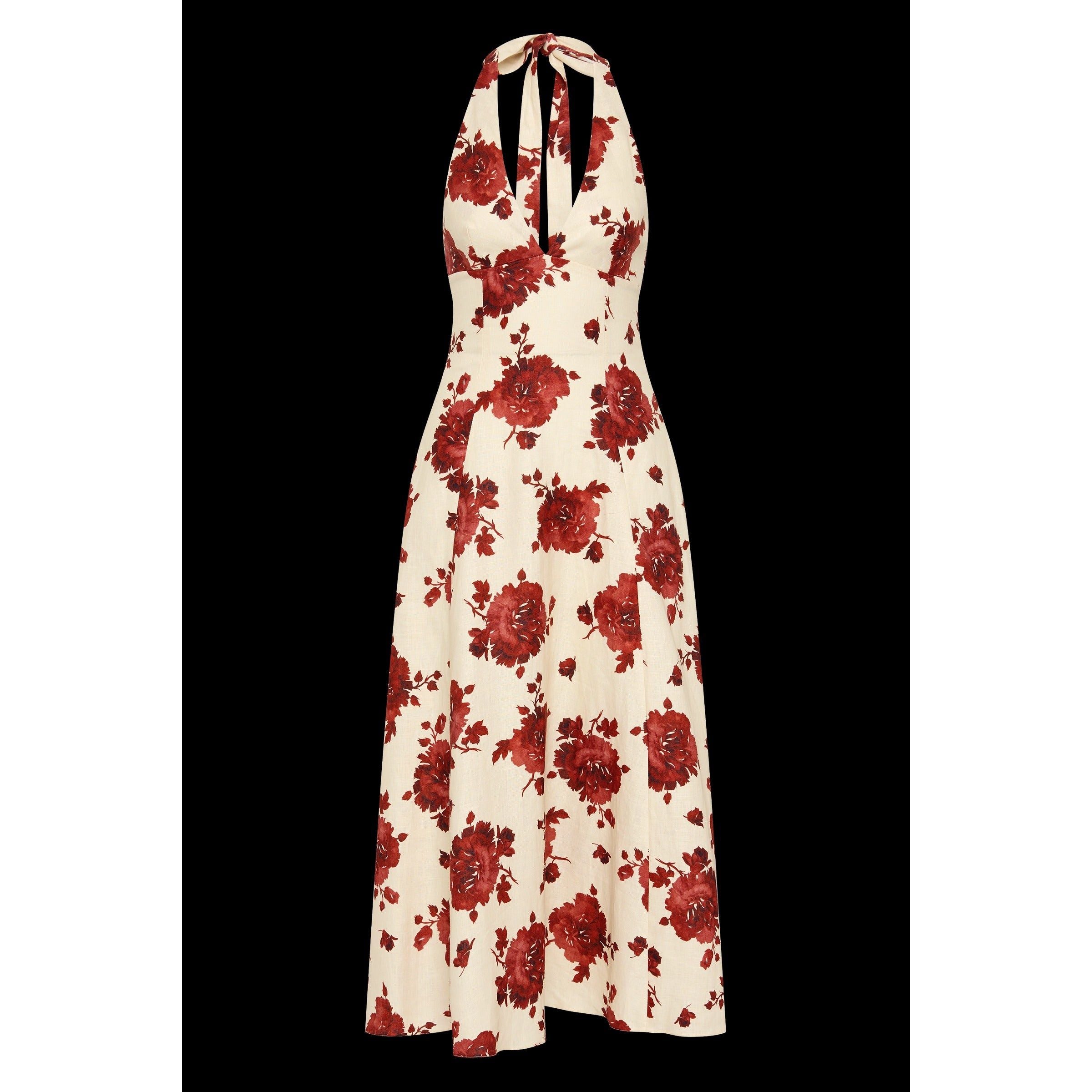 Faithfull Marais Midi Dress Cecile Floral Garnet