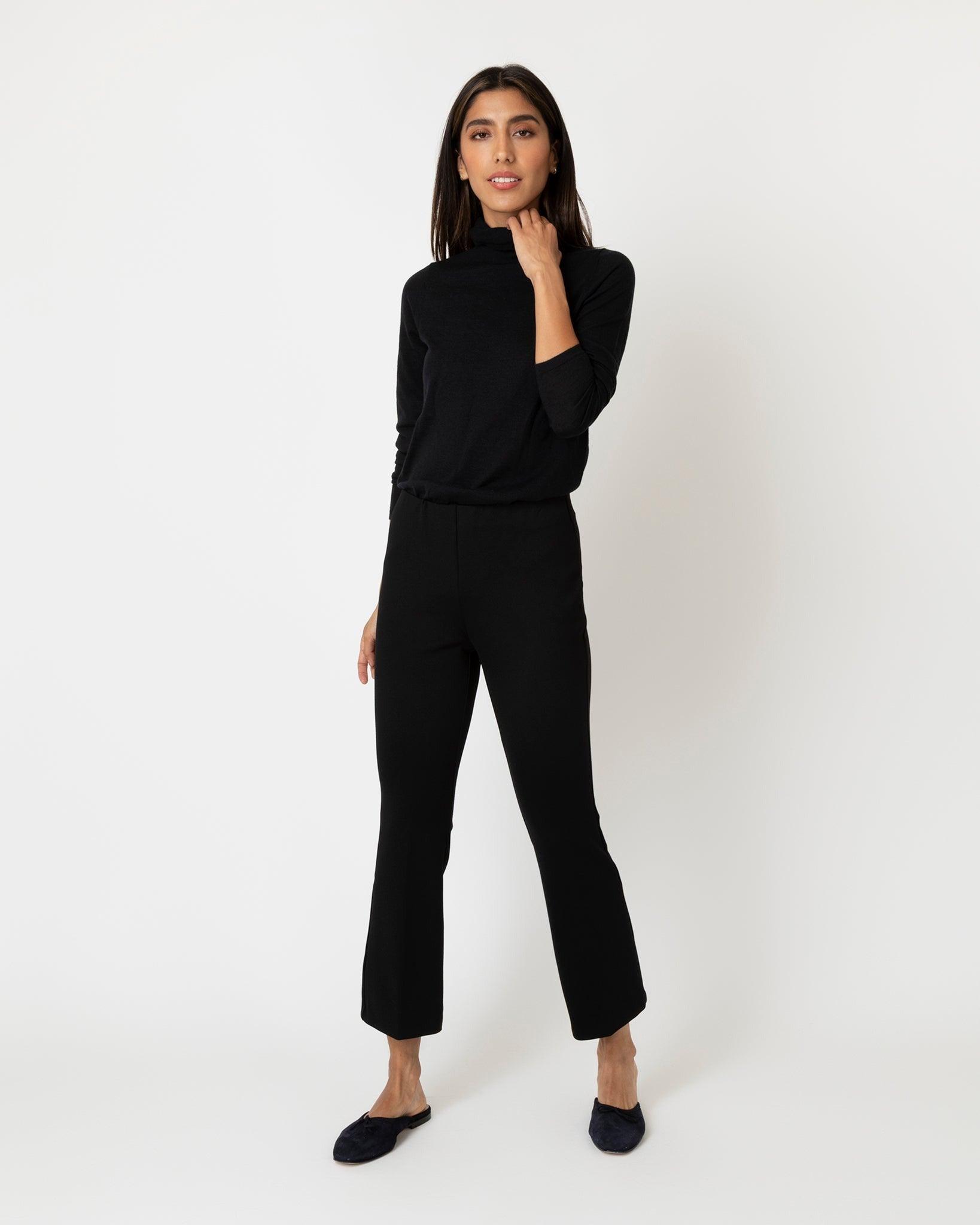 Ann Mashburn Faye Flare Cropped Black Ponte Knit - Primm's