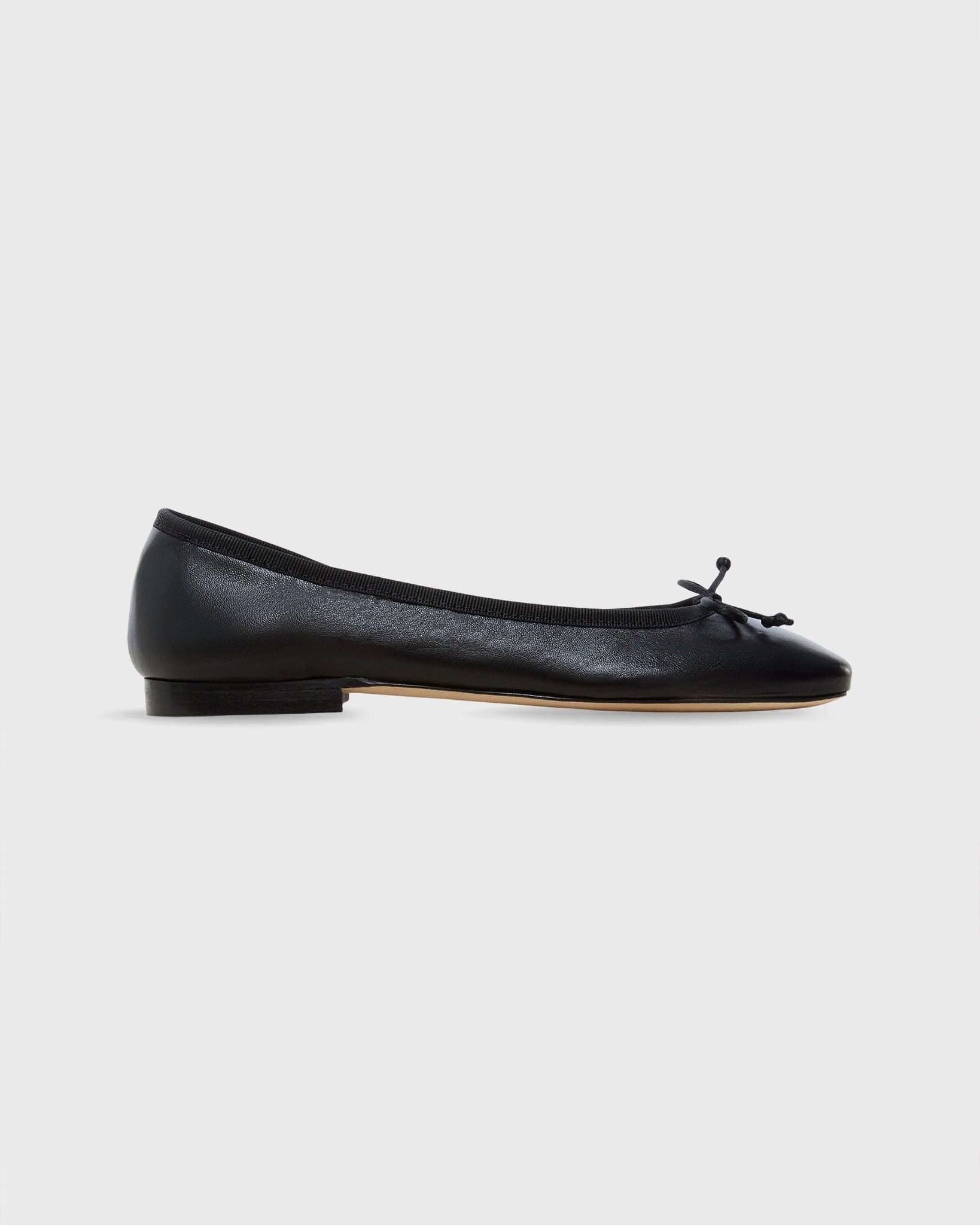 Ann Mashburn Square Toe Ballet Flat Black - Primm's