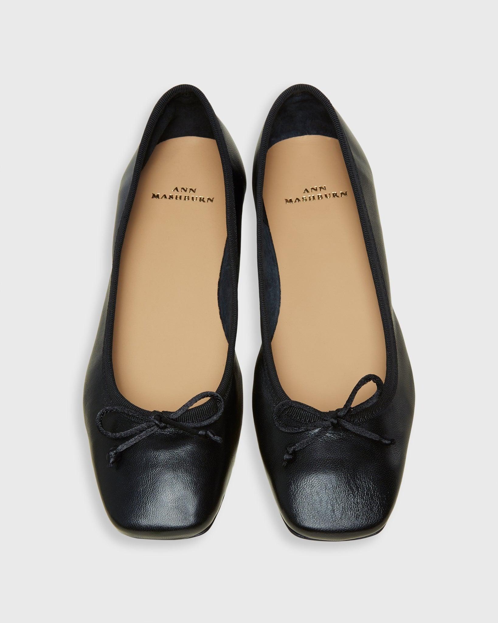 Ann Mashburn Square Toe Ballet Flat Black - Primm's