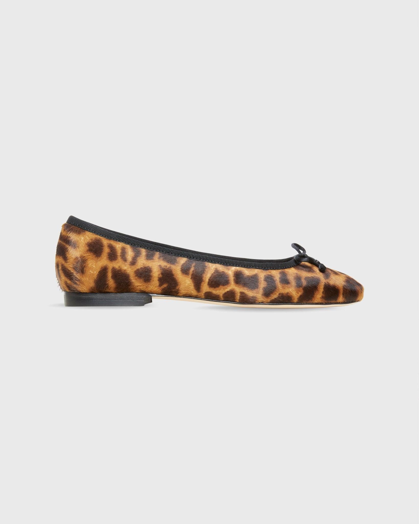 Ann Mashburn Square Toe Ballet Flat Sahara Leopard Calfhair - Primm's