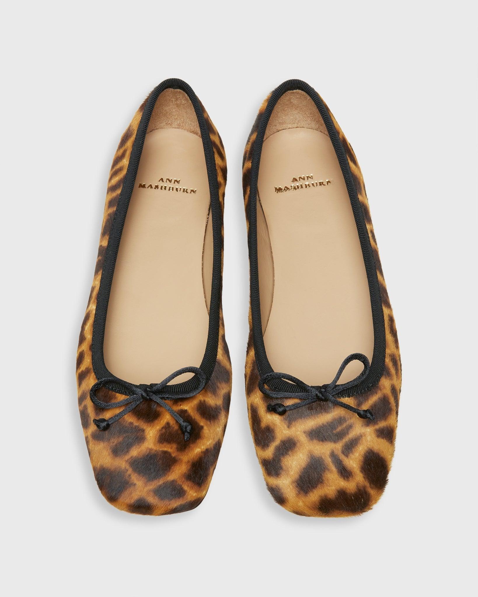 Ann Mashburn Square Toe Ballet Flat Sahara Leopard Calfhair - Primm's