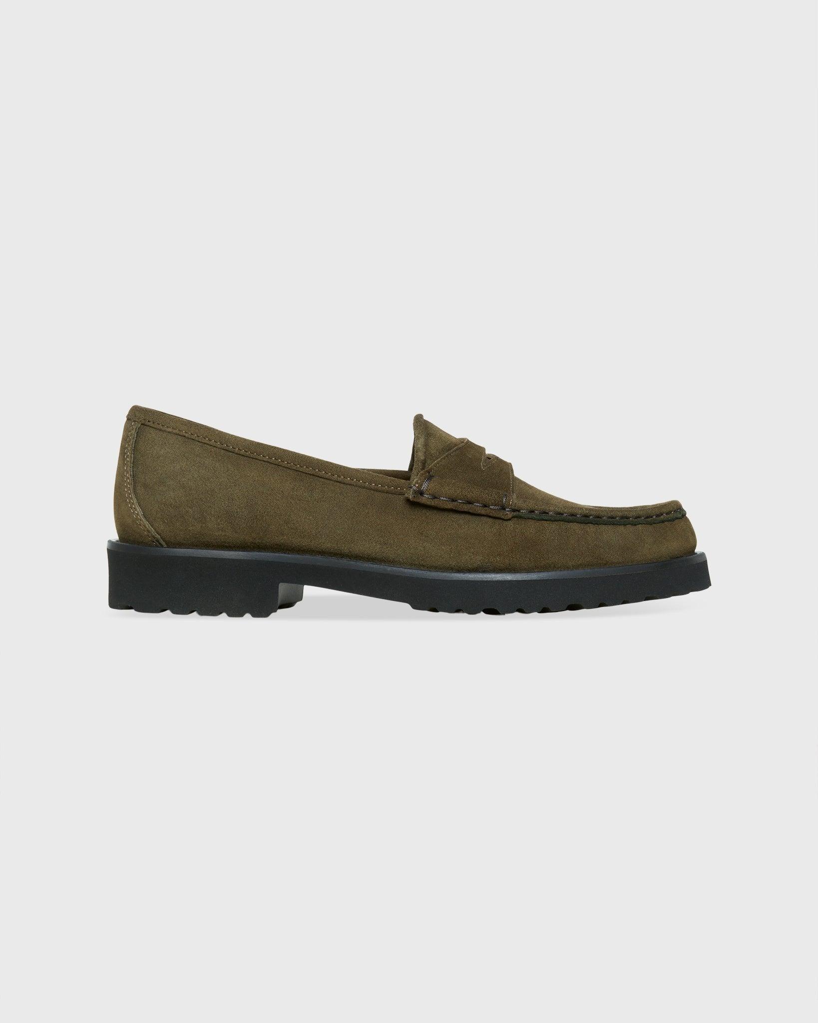 Ann Mashburn Lug Sole Loafer Military Suede - Primm's