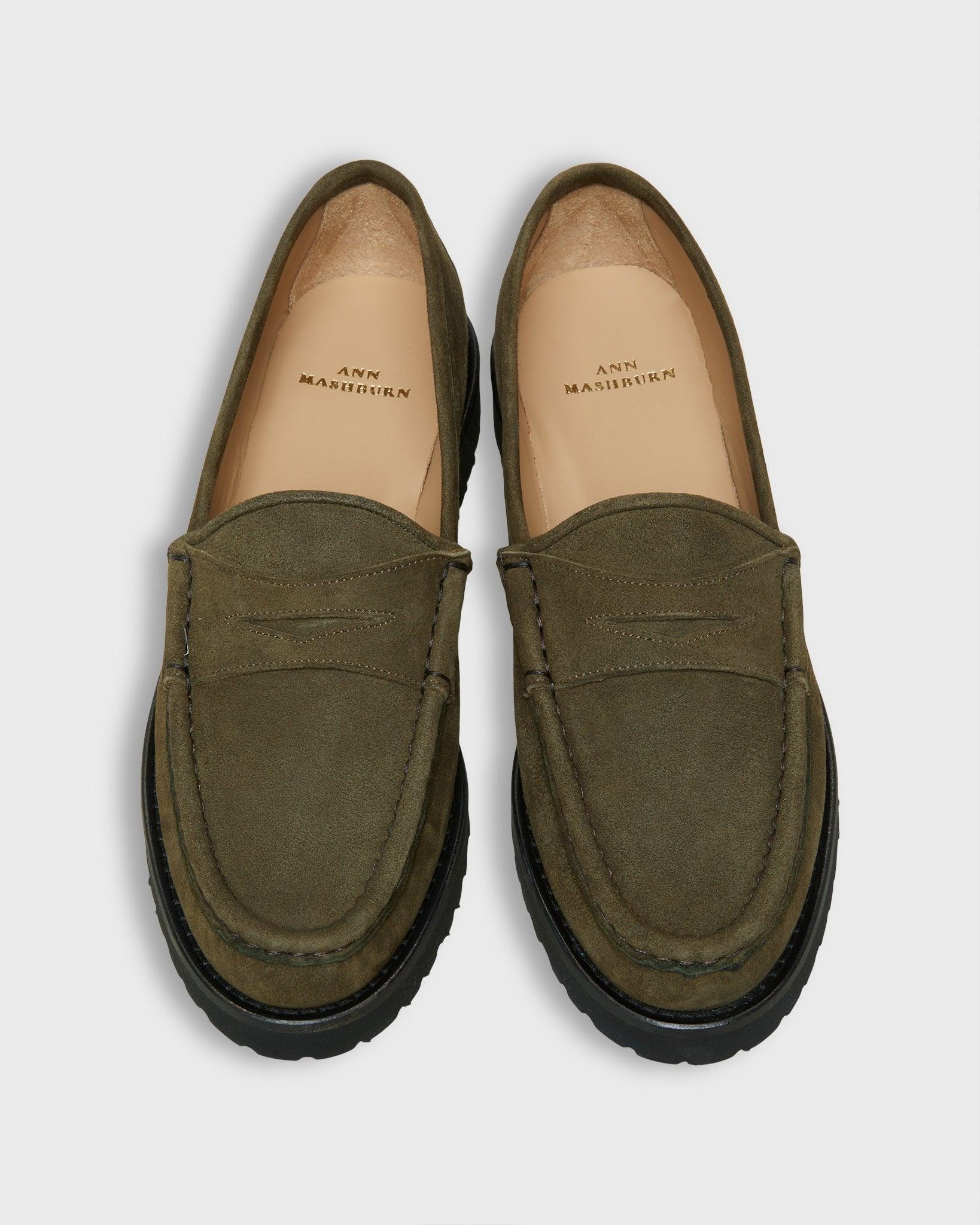 Ann Mashburn Lug Sole Loafer Military Suede - Primm's