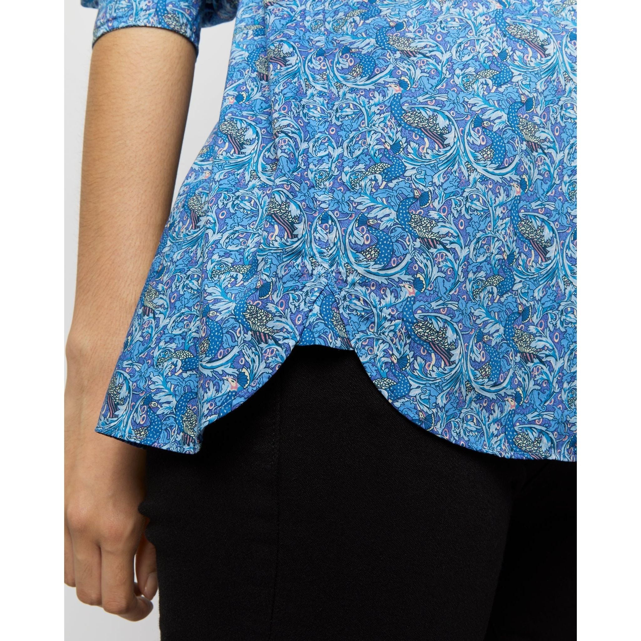 Ann Mashburn Weekender Shirt Blue Eden's Awakening Liberty Fabric