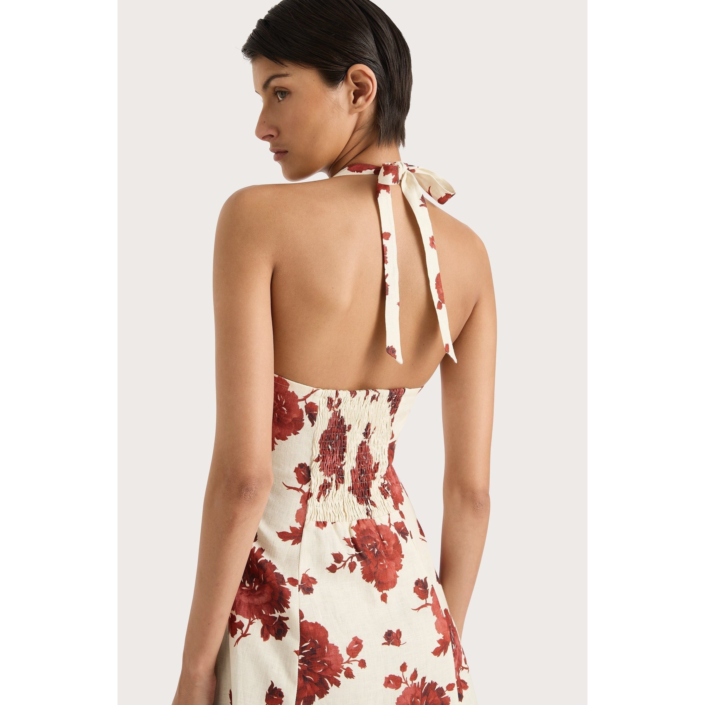 Faithfull Marais Midi Dress Cecile Floral Garnet