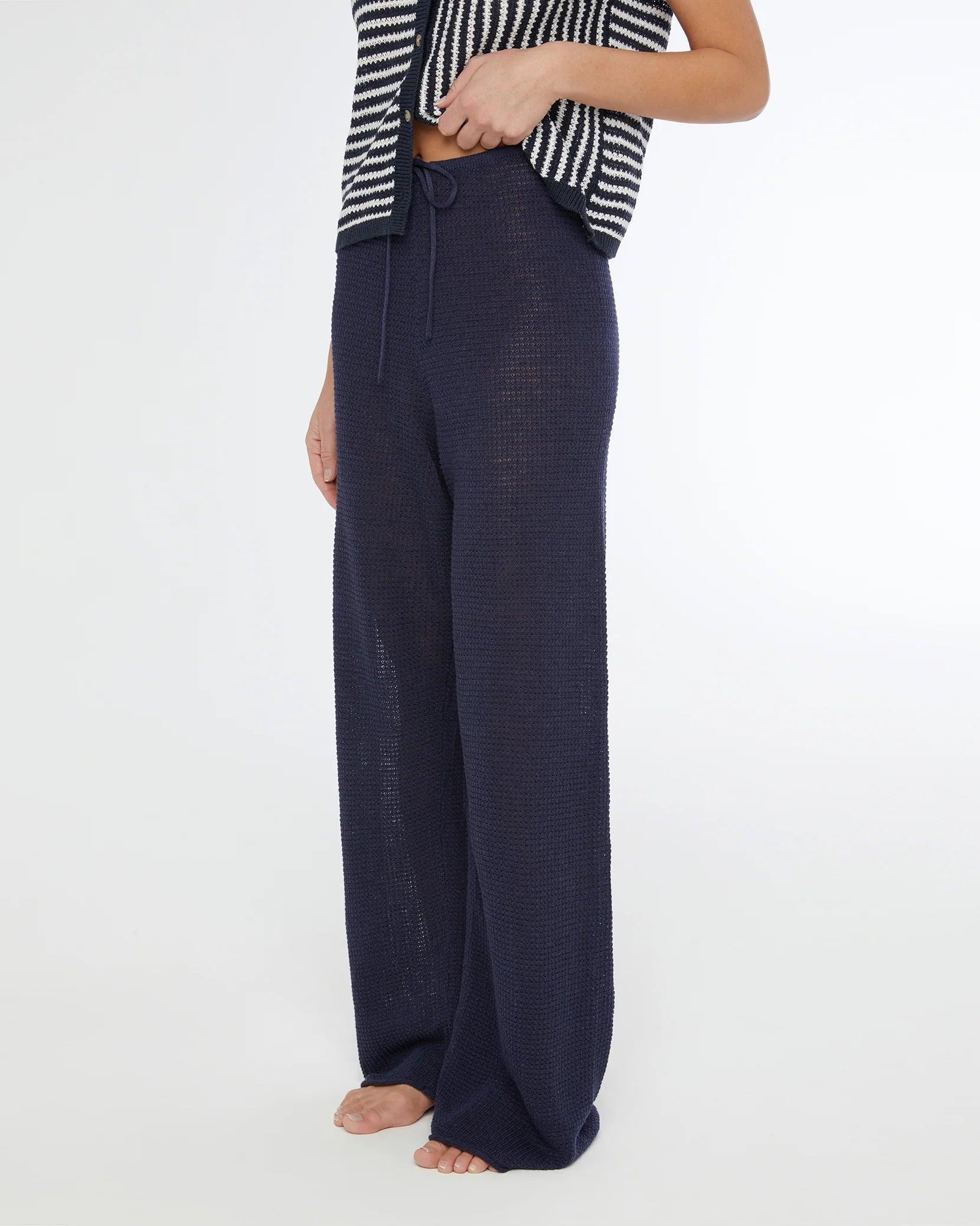 Onia Linen Knit Drawstring Pant Deep Navy - Primm's