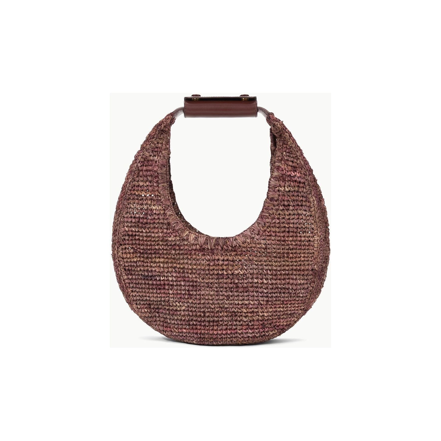 Staud Moon Raffia Tote Mahogany