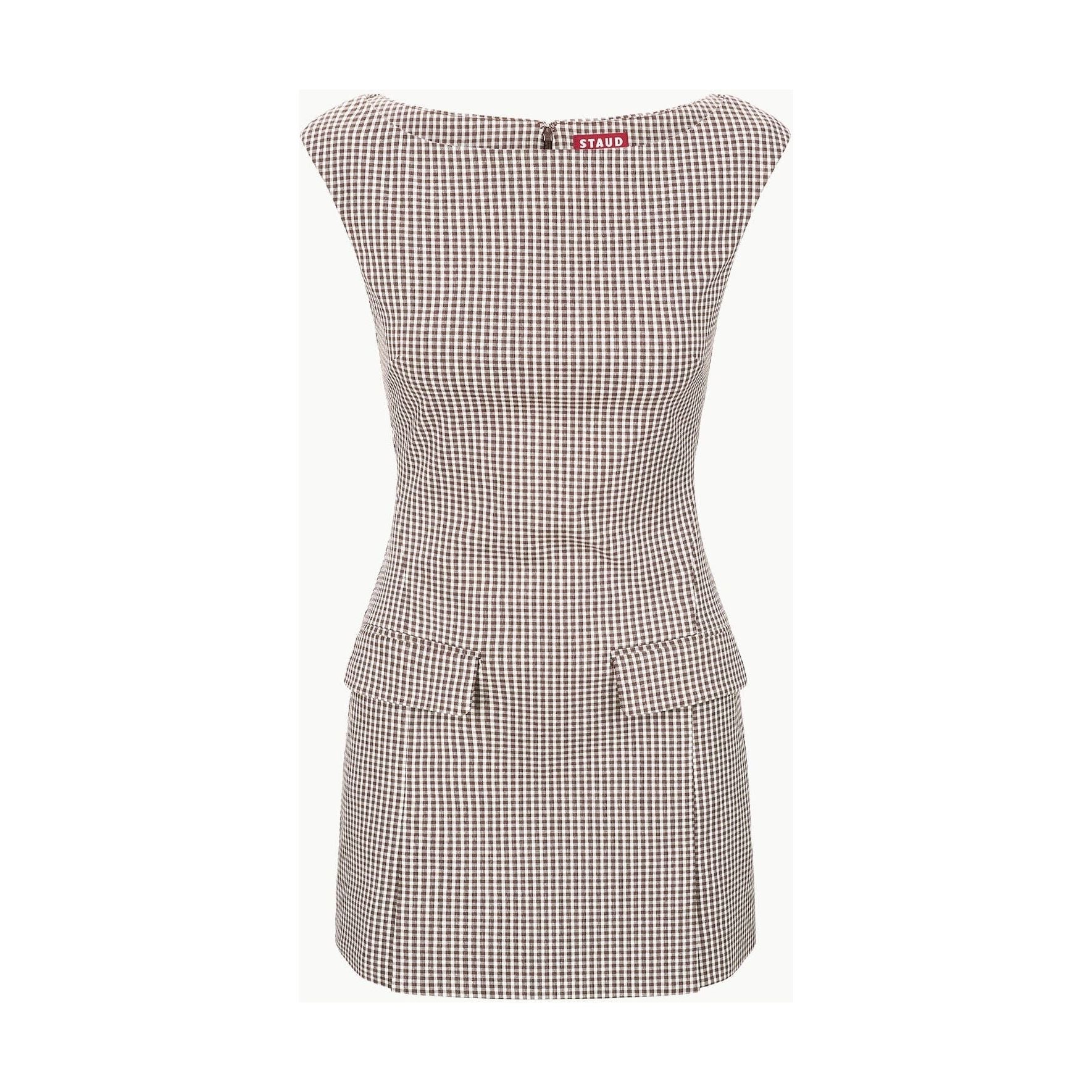 Staud Walker Dress Dark Chocolate Micro Check