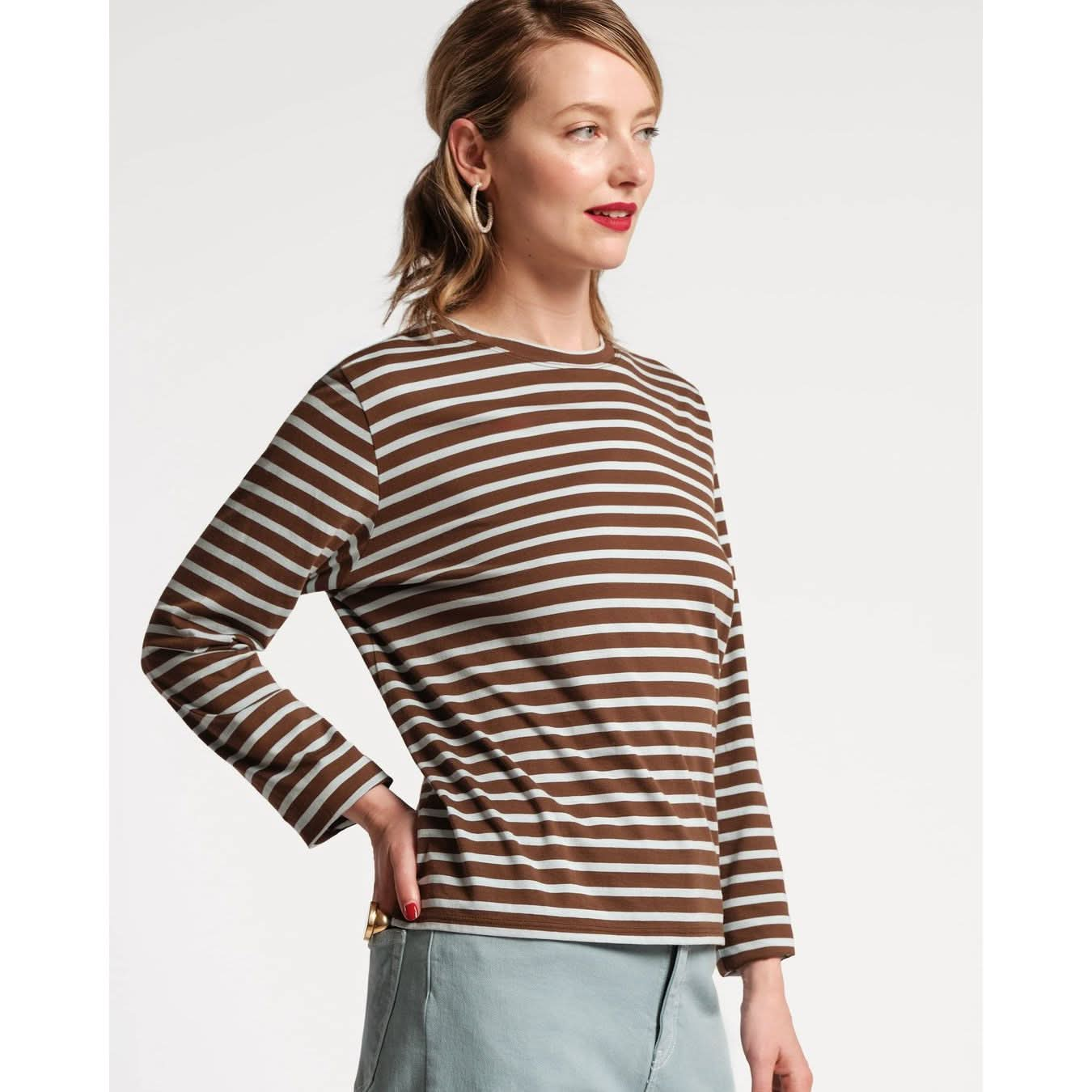 Chocolate Striped Shirt | Valentine Striped Top | Primm's