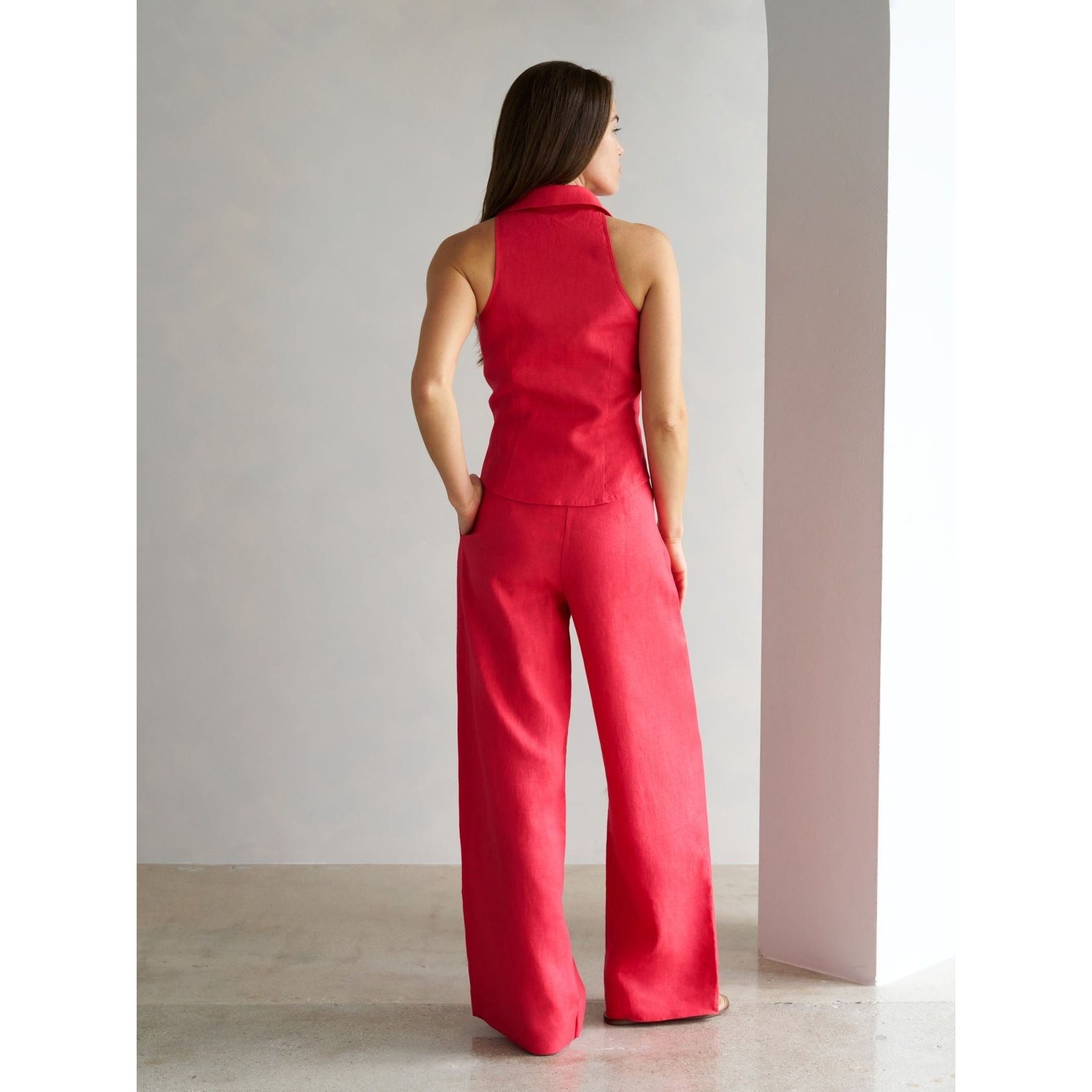 Hevron Alina Pant Bright Red