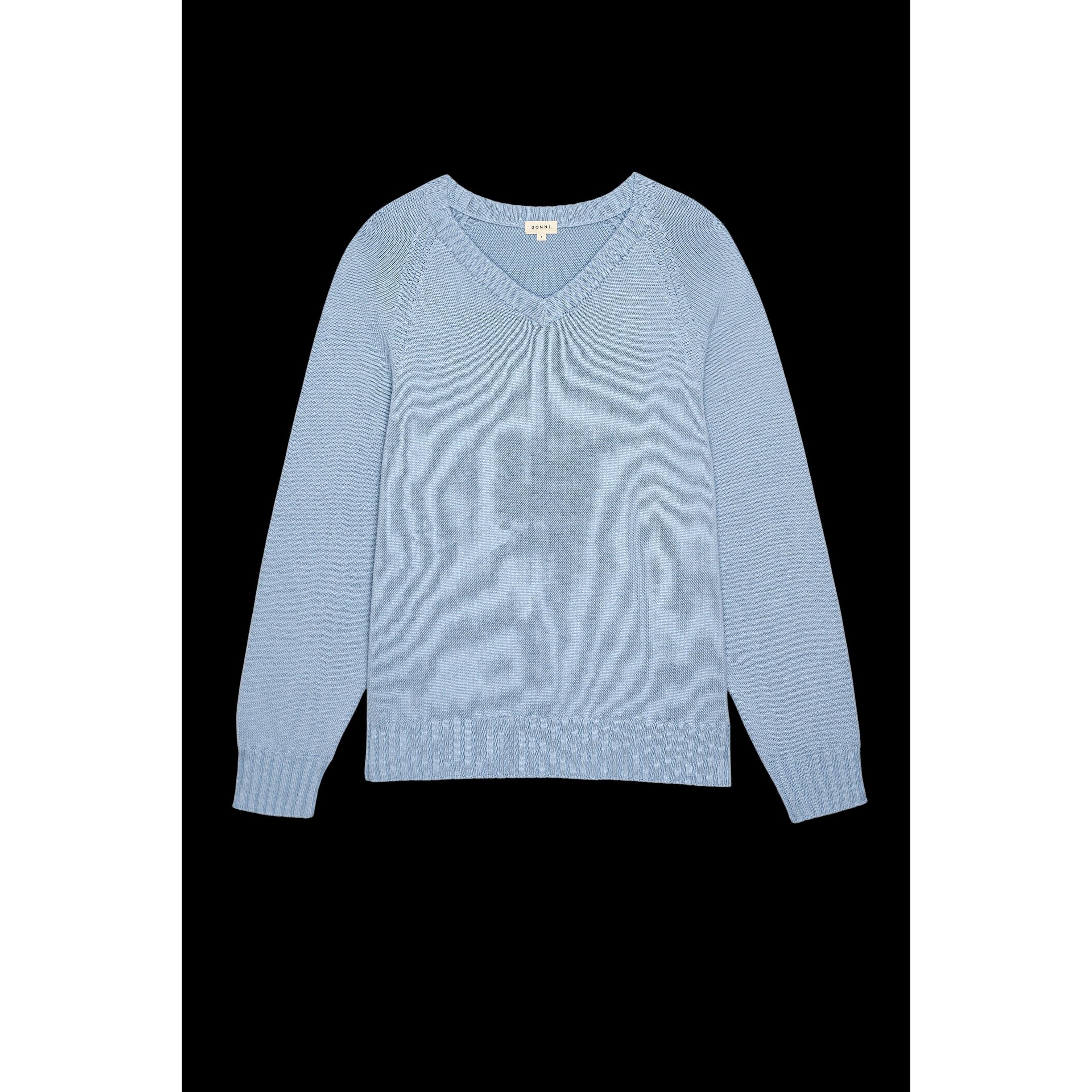 Donni The Cotton Knit Vneck Sweater Cornflower