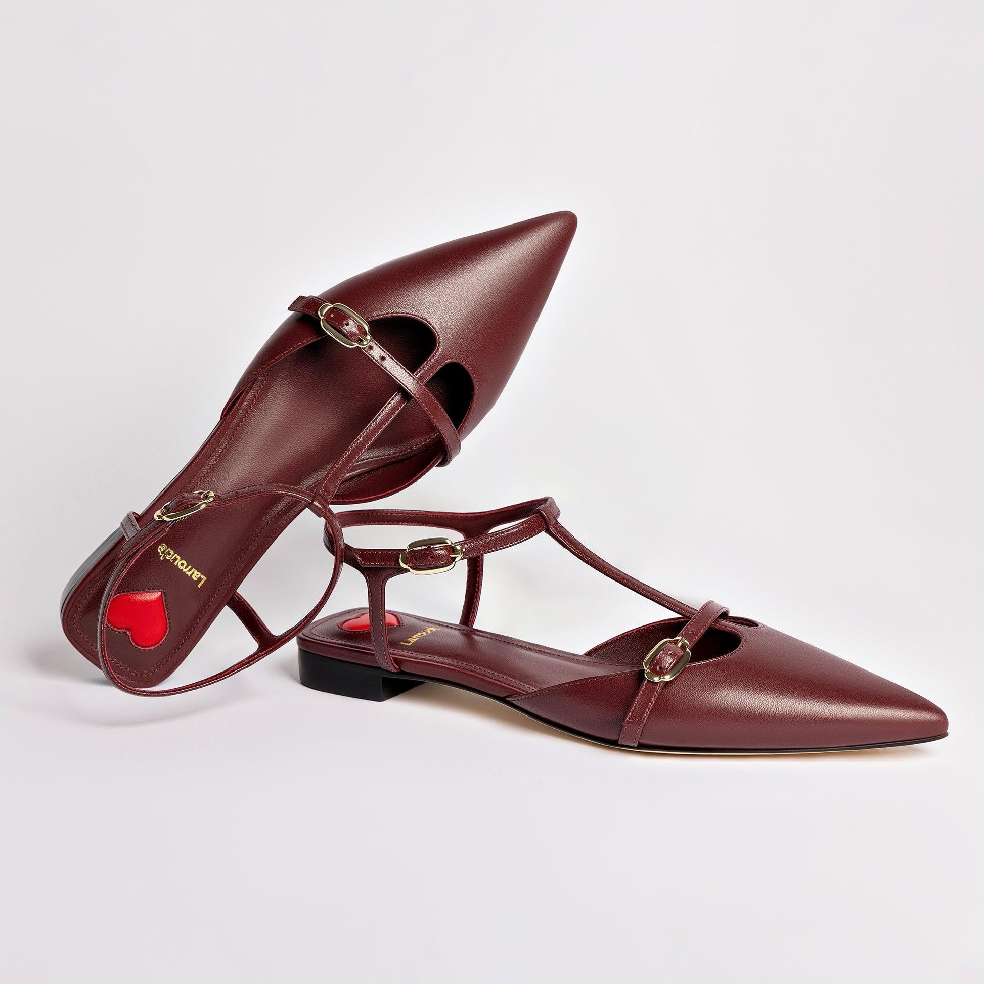 Grace Flat In Burgundy Leather - Primm's