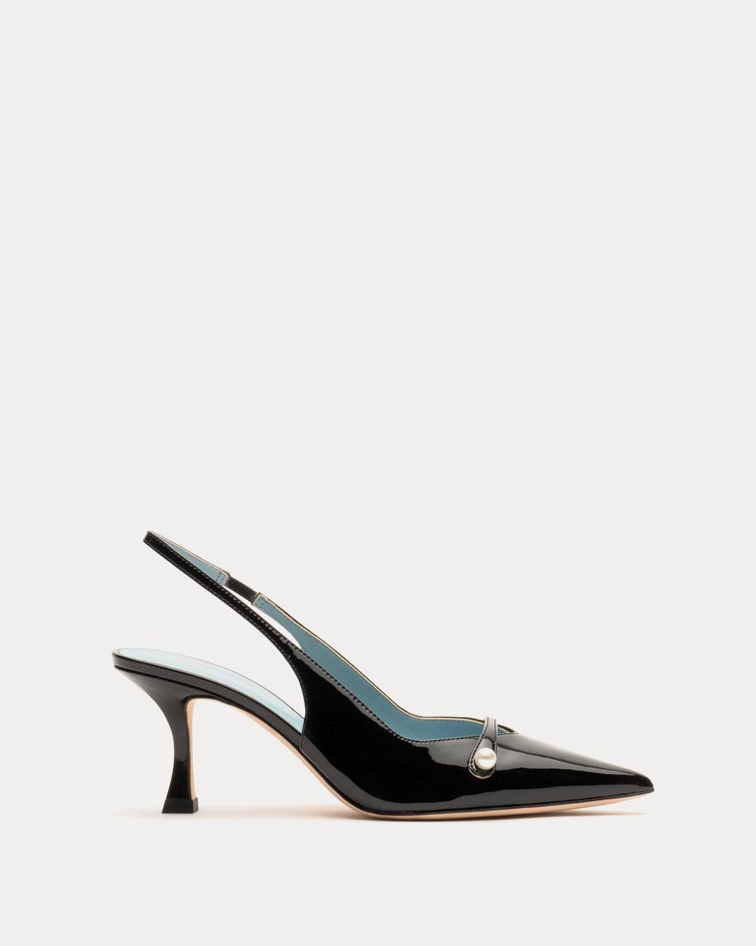 Frances Valentine Vivian Pearl Pump Soft Patent Leather Black - Primm's