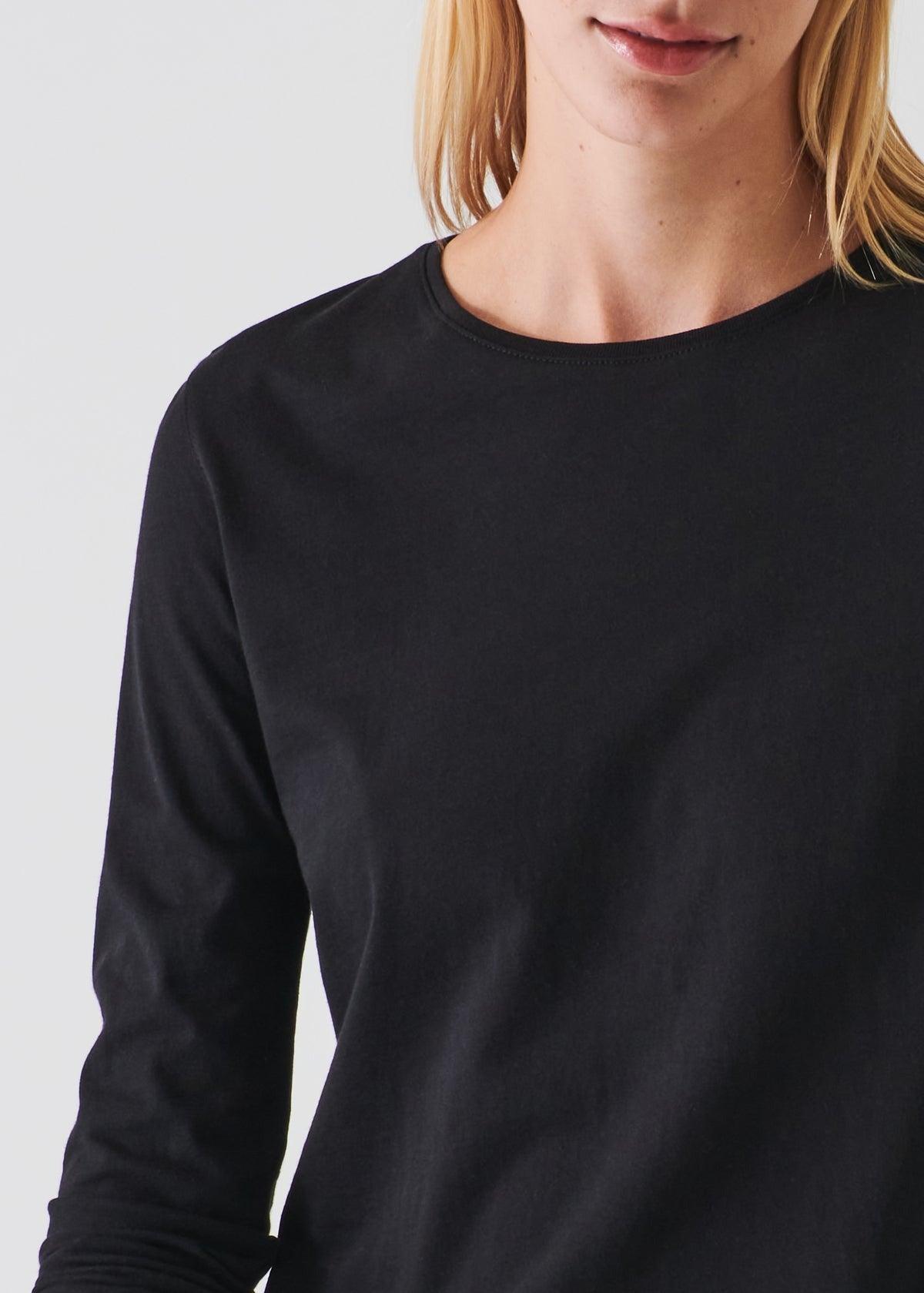 Patrick Assaraf Long Sleeve Iconic Boyfriend Crew Black - Primm's