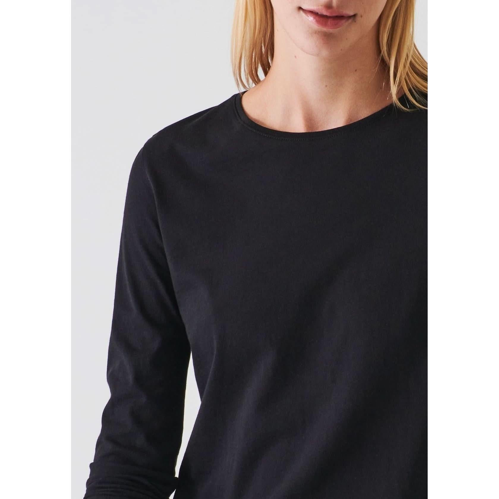 Patrick Assaraf Long Sleeve Iconic Boyfriend Crew Black - Primm's