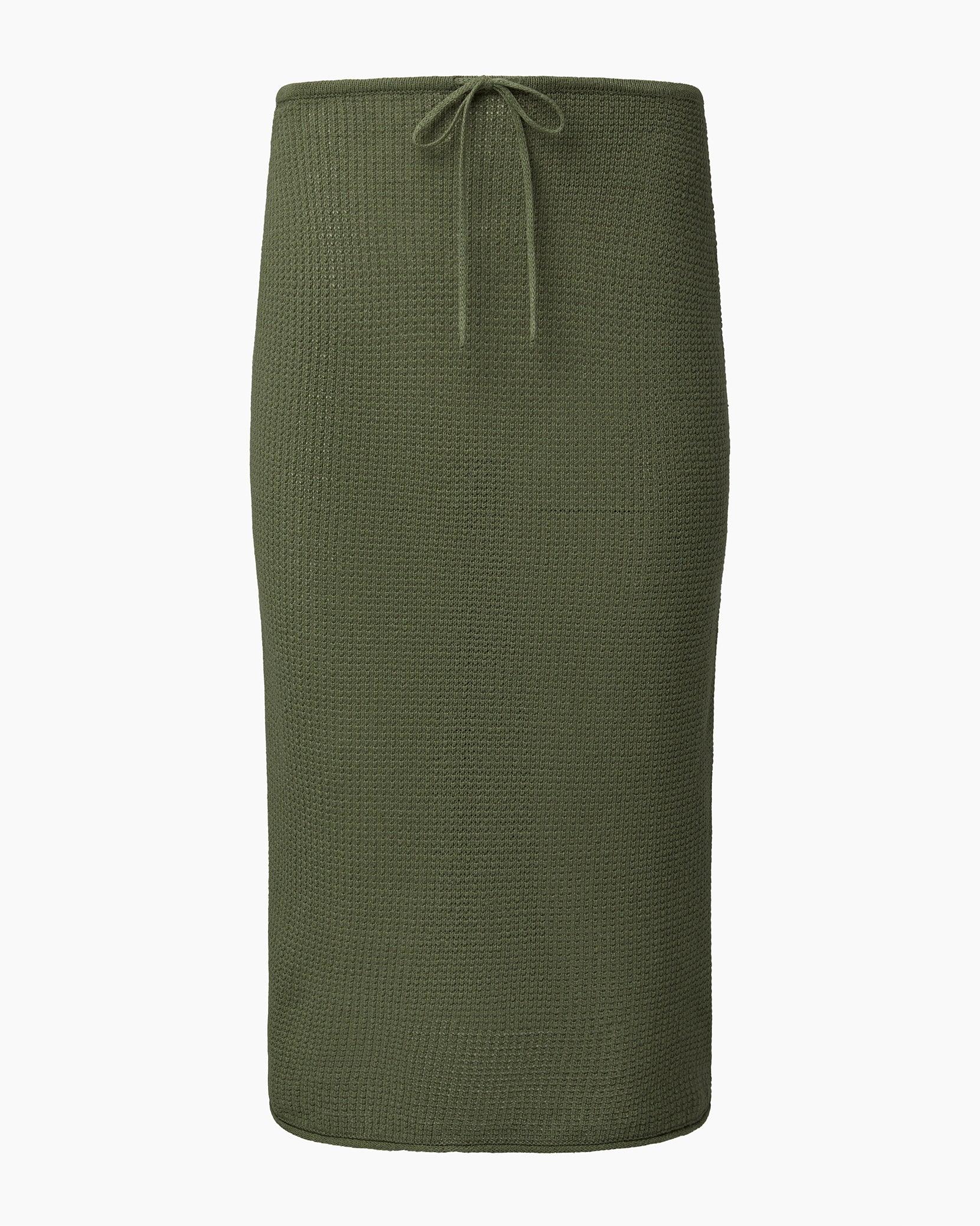 Onia Linen Knit Low Rise Midi Skirt Sea Spray - Primm's