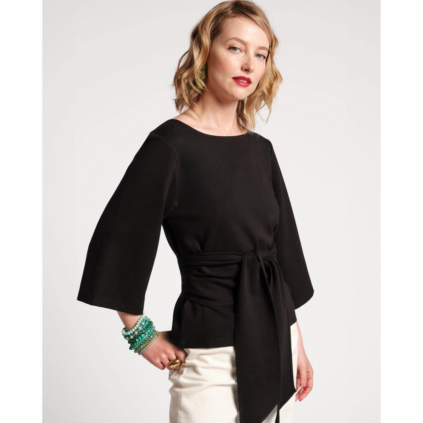 Whitney Wrap Top | Black Wrap Top | Primm's