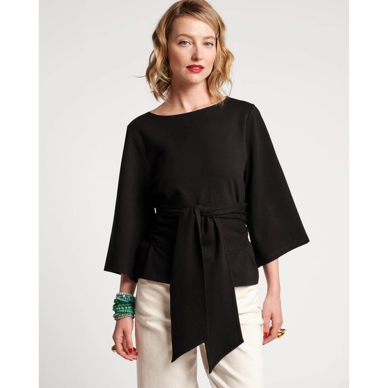 Whitney Wrap Top | Black Wrap Top | Primm's