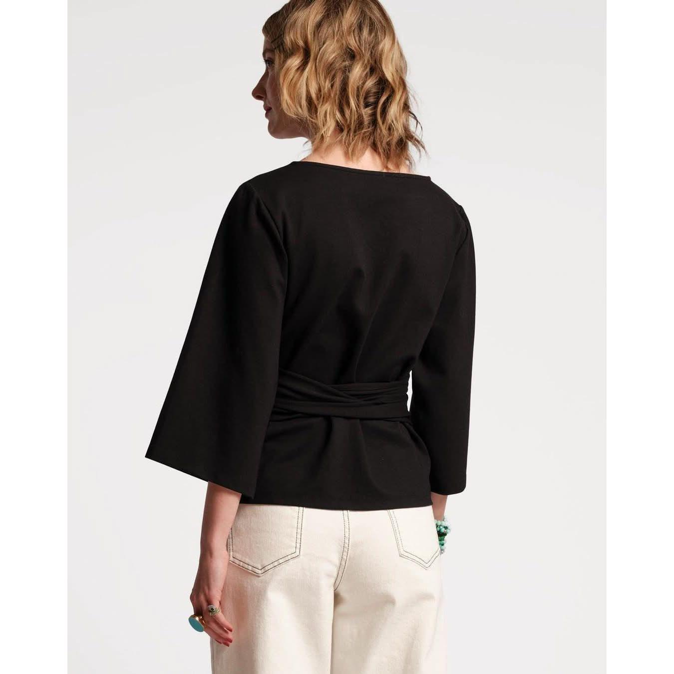 Whitney Wrap Top | Black Wrap Top | Primm's