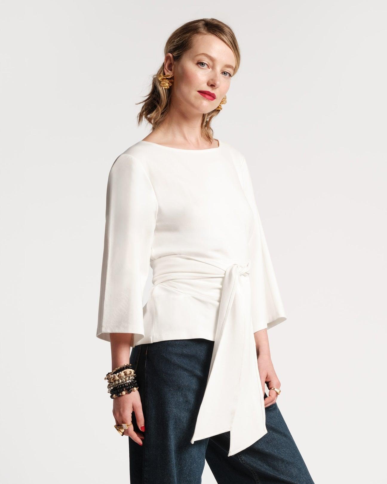 Frances Valentine Whitney Wrap Top White - Primm's