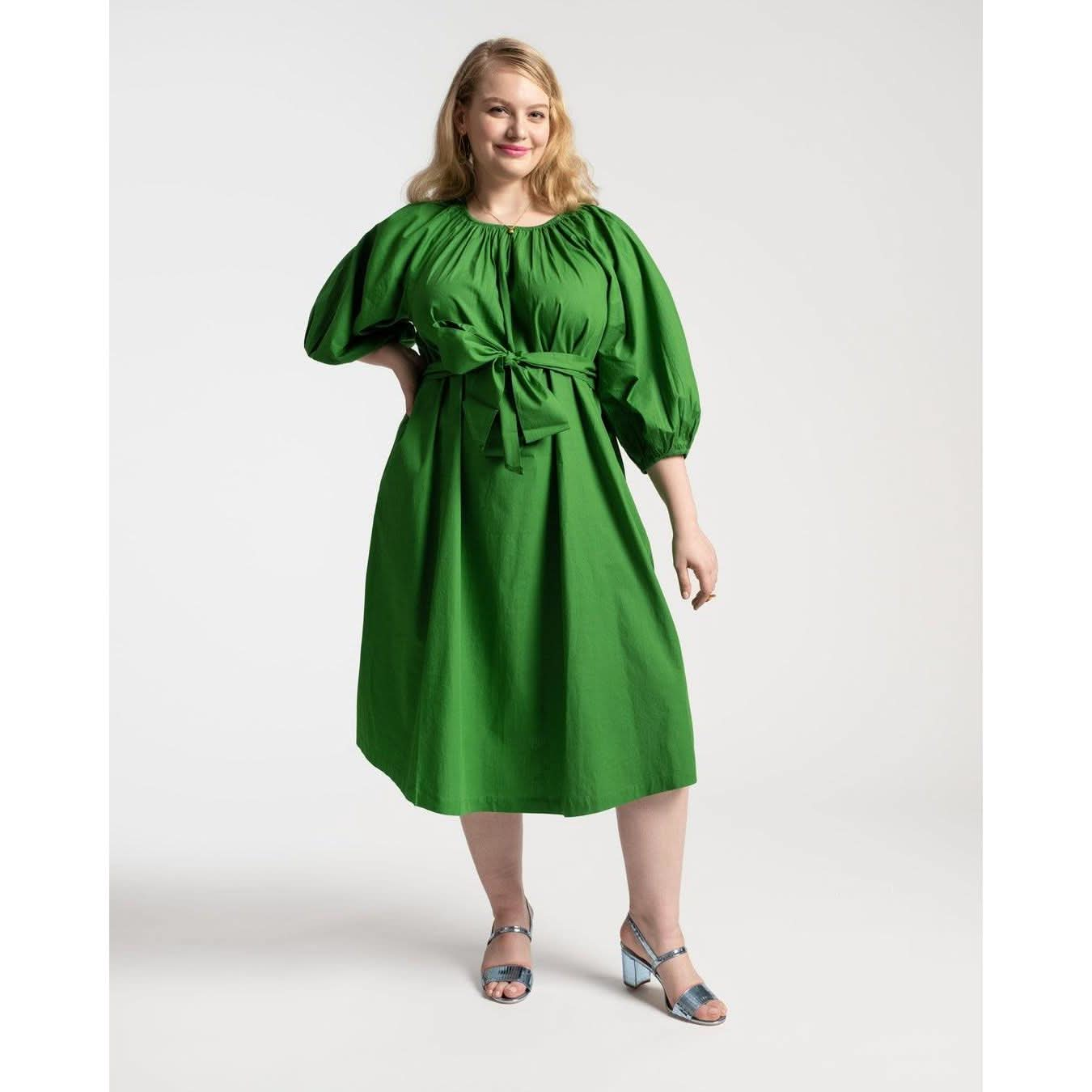 Green Midi Dress | Poplin Green Midi Dress | Primm's