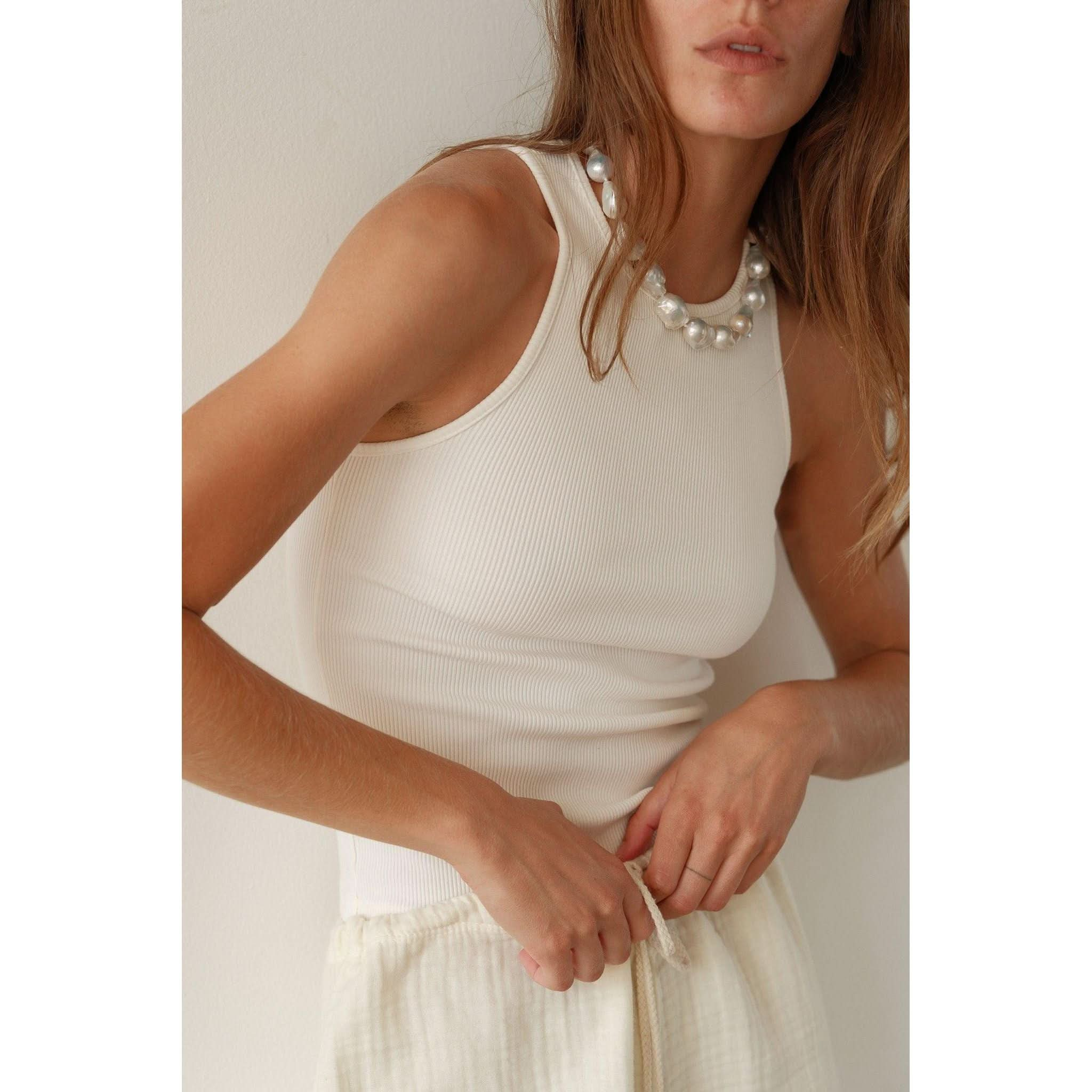 Donni The Rib Knit Tank Cream - Primm's