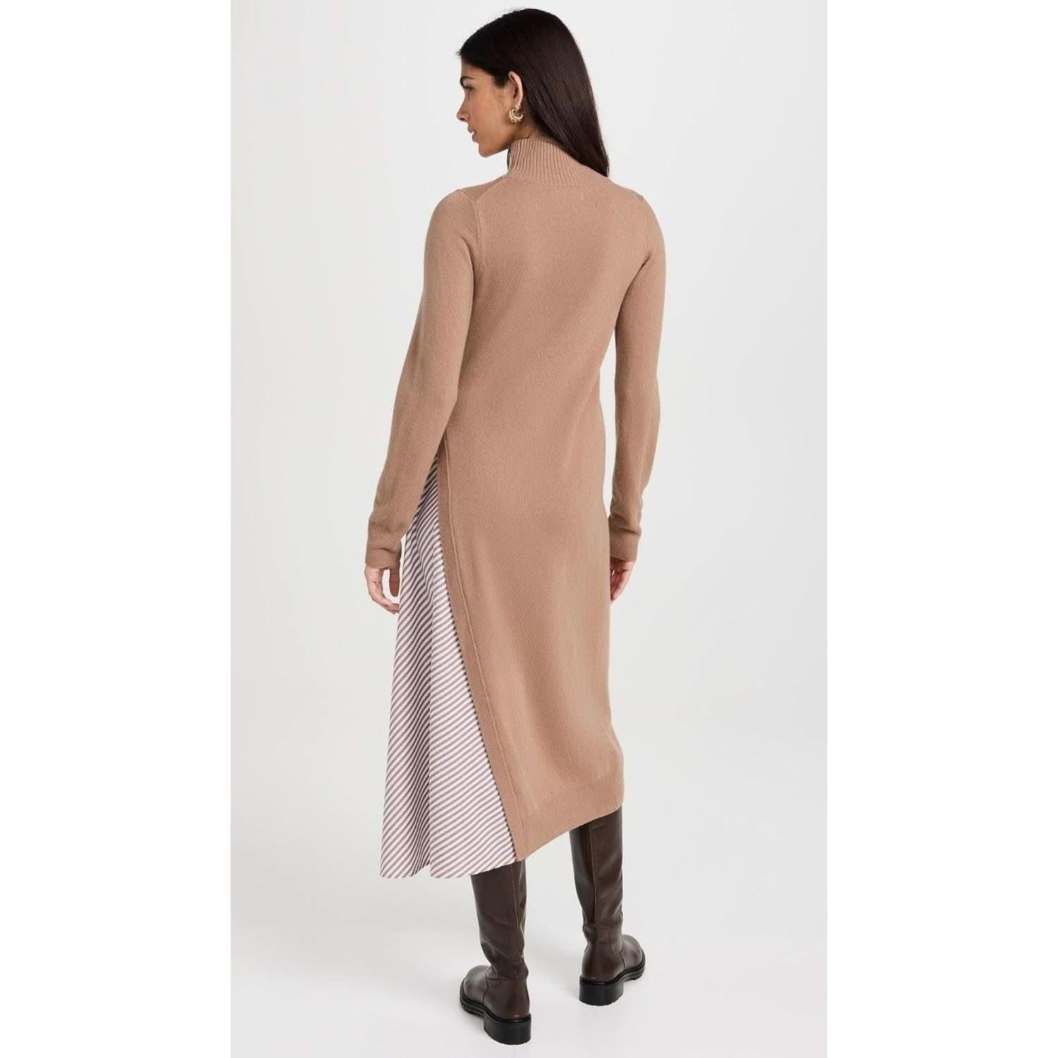 Naadam Asymmetrical Wool Cashmere Hybrid Turtleneck Dress - Primm's