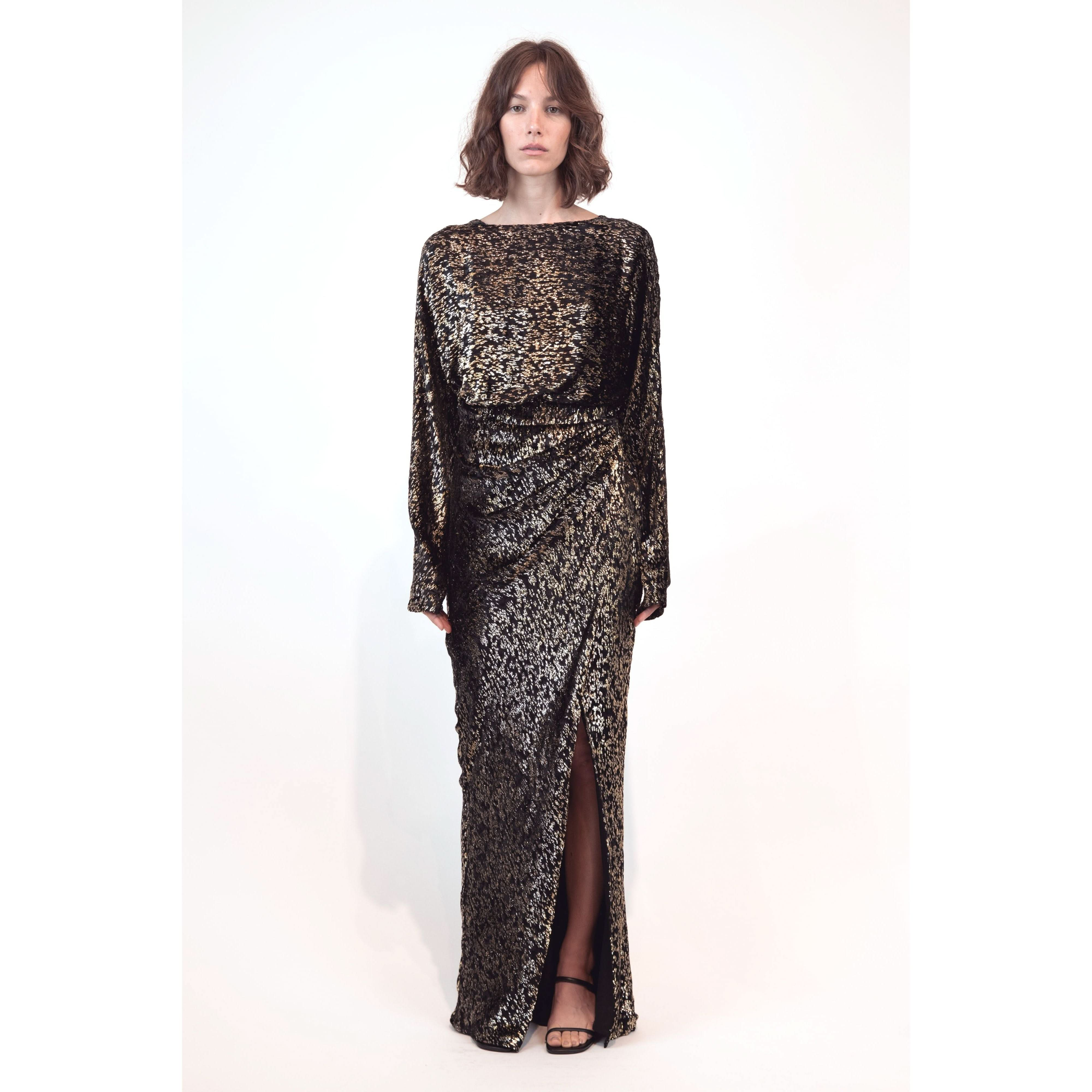 Jacquard Column Gown | Metallic Column Gown | Primm's