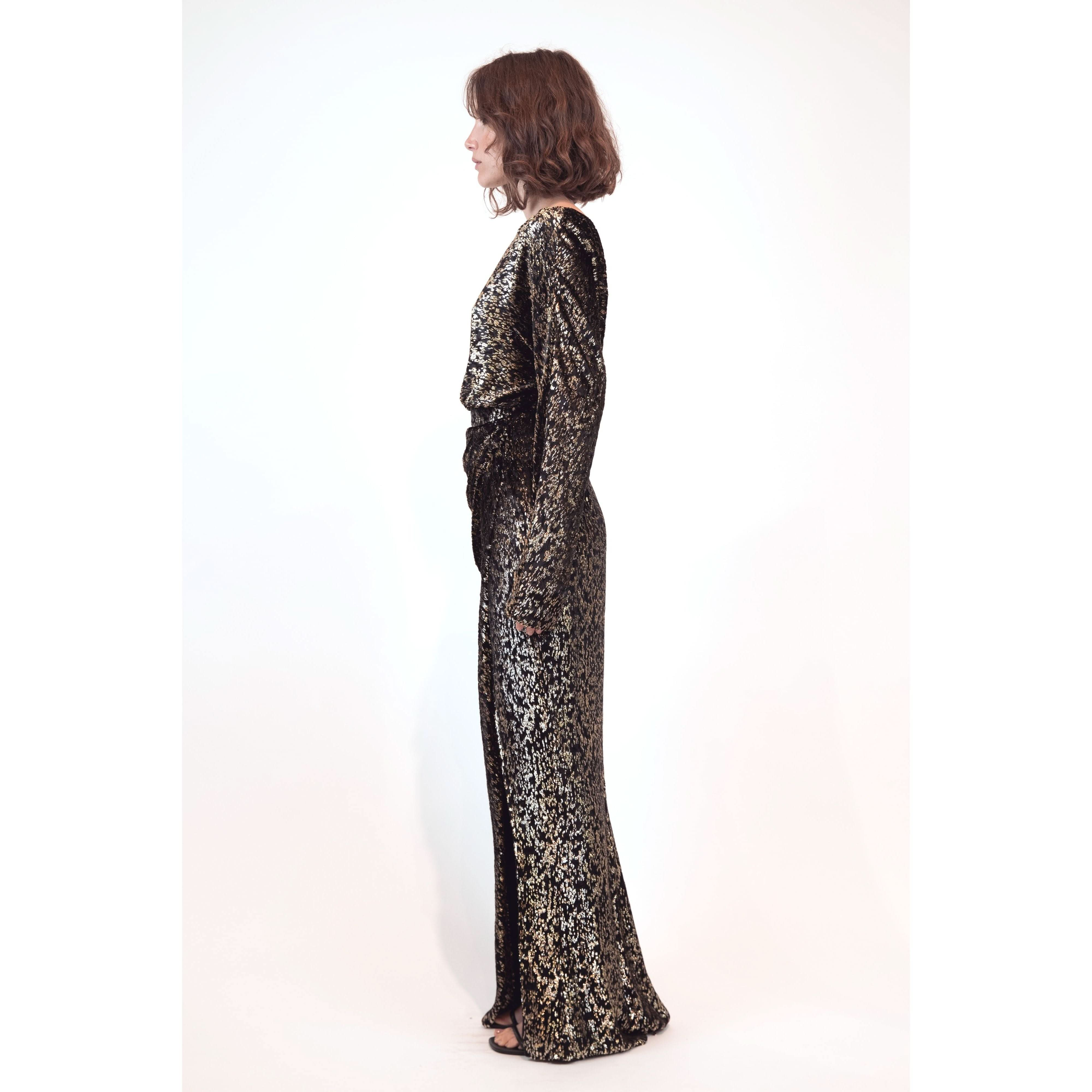 Jacquard Column Gown | Metallic Column Gown | Primm's