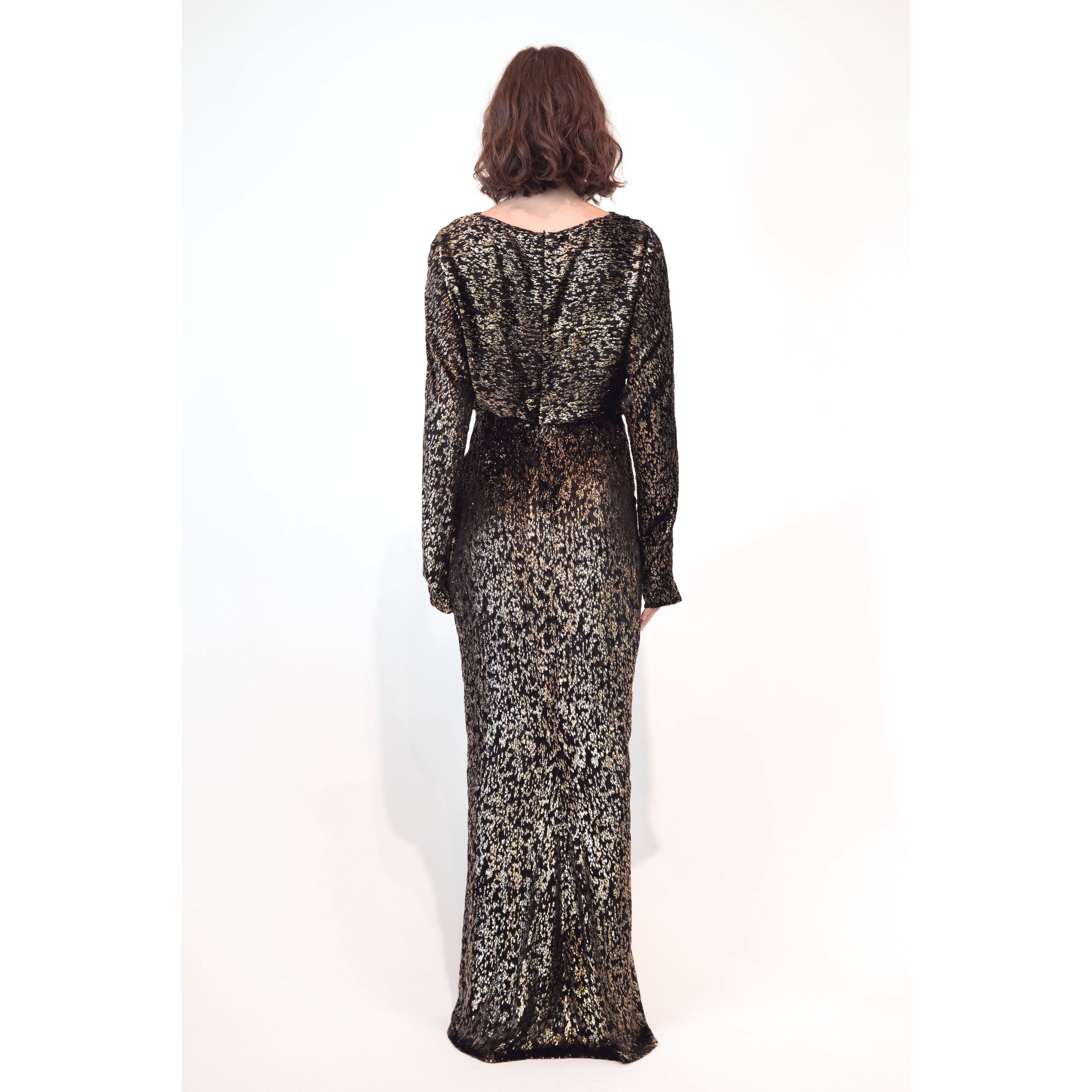 Jacquard Column Gown | Metallic Column Gown | Primm's